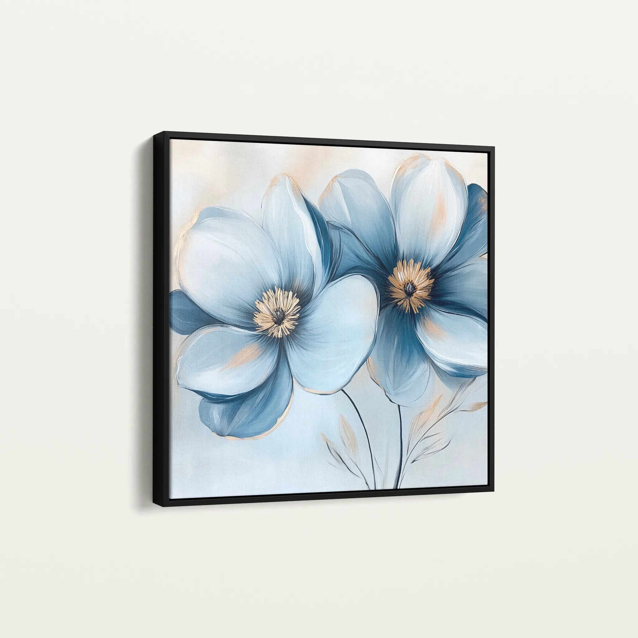 Floral 1393 Canvas Art 16" x 16" / 40 x 40 cm / Black