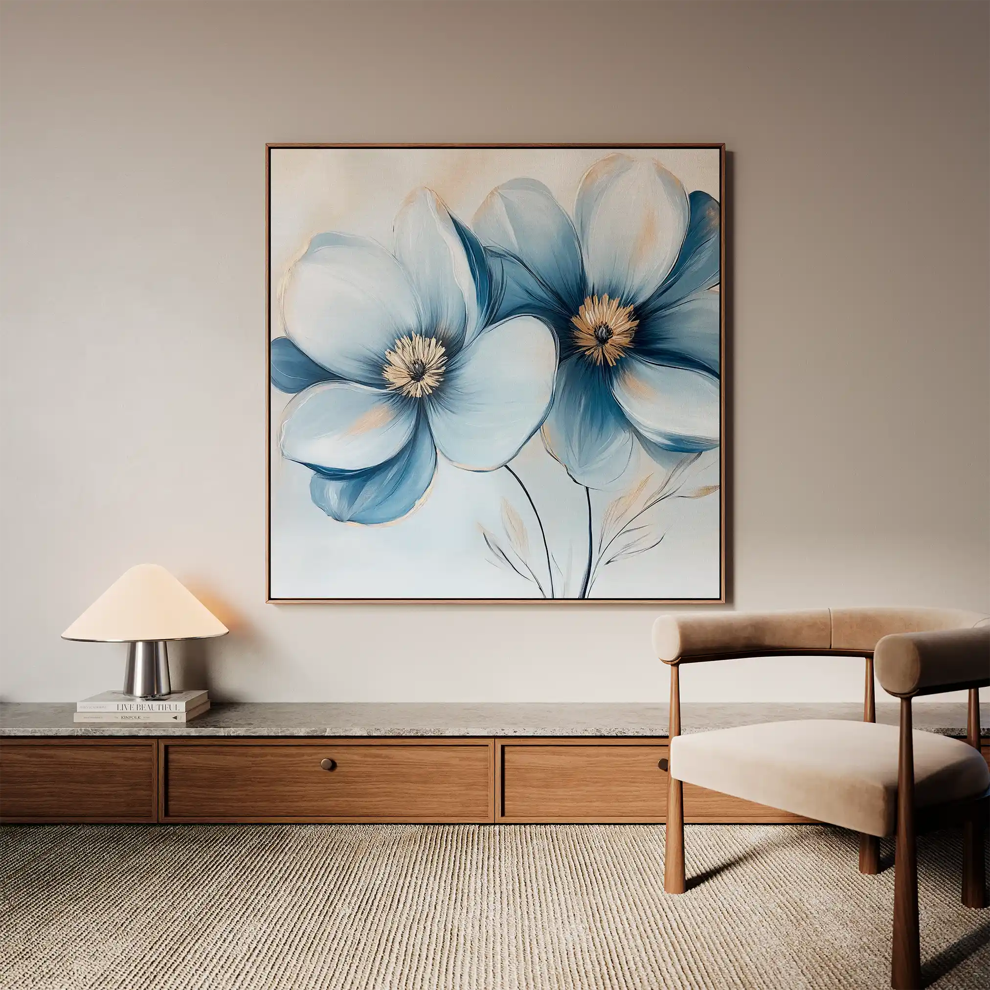 Floral 1393 Canvas Art 60 x 60 cm / Black