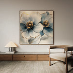 Floral 1394 Canvas Art 16" x 16" / 40 x 40 cm / Black