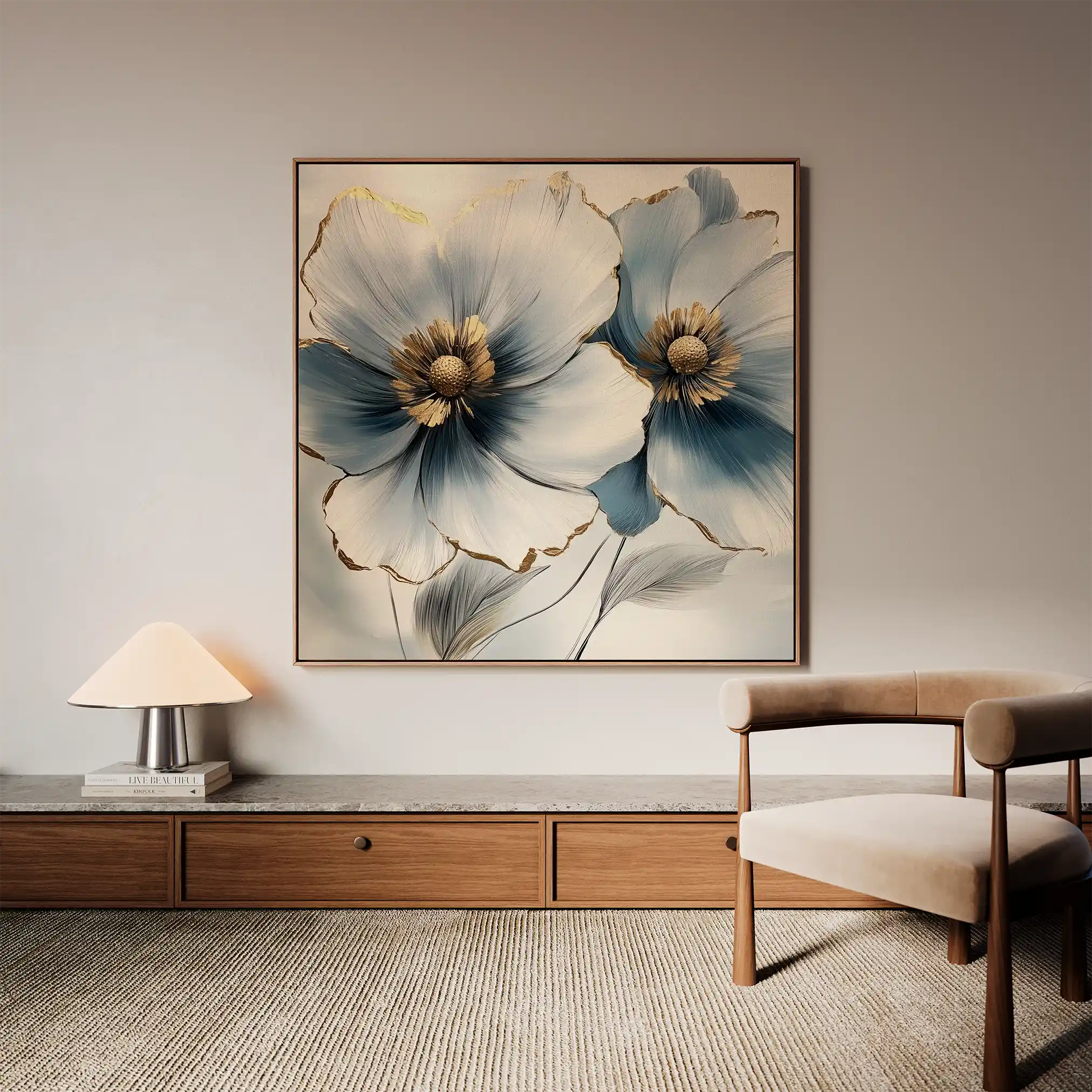 Floral 1394 Canvas Art 60 x 60 cm / Black