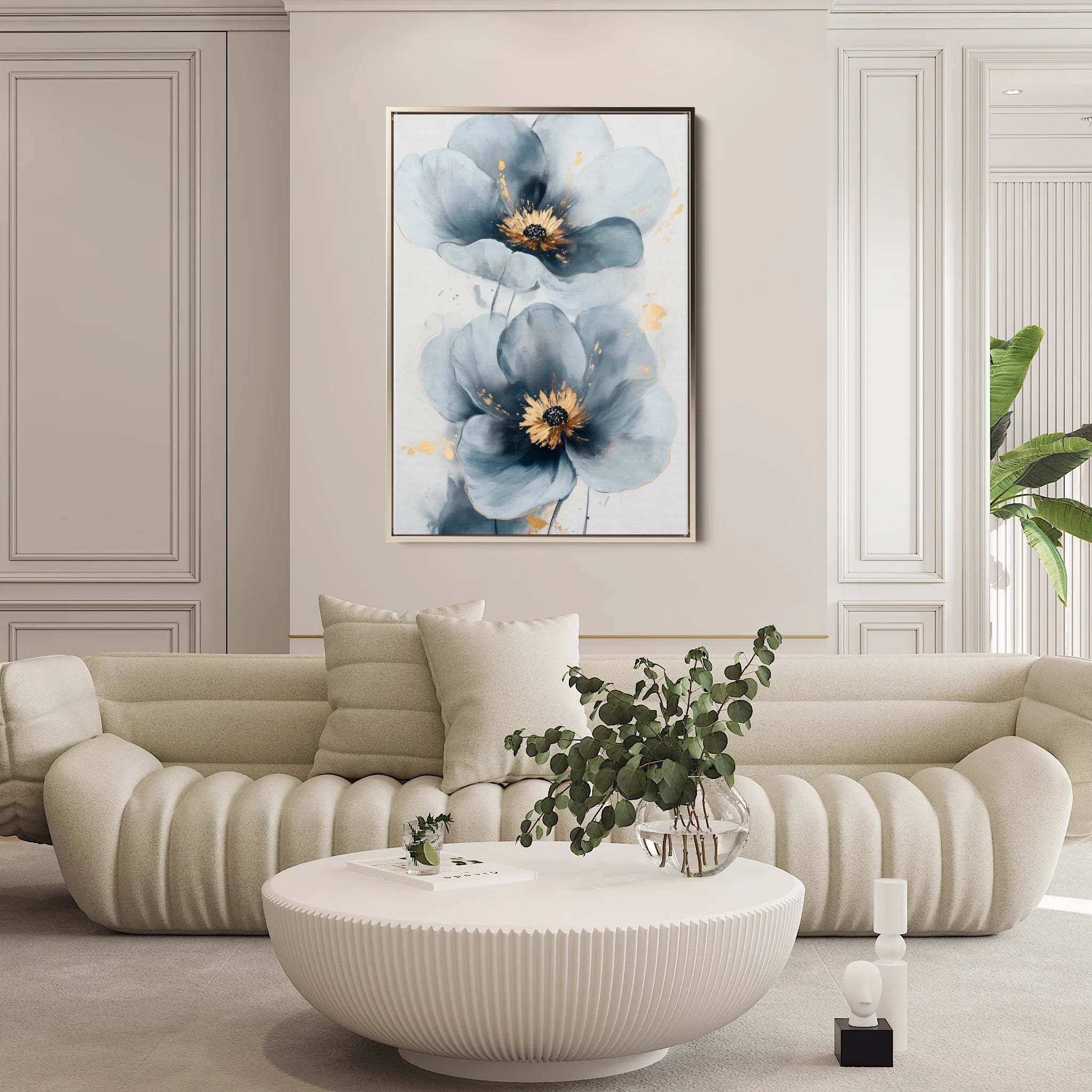 Floral 1395 Canvas Art 18" x 24" / 45 x 60 cm / Black