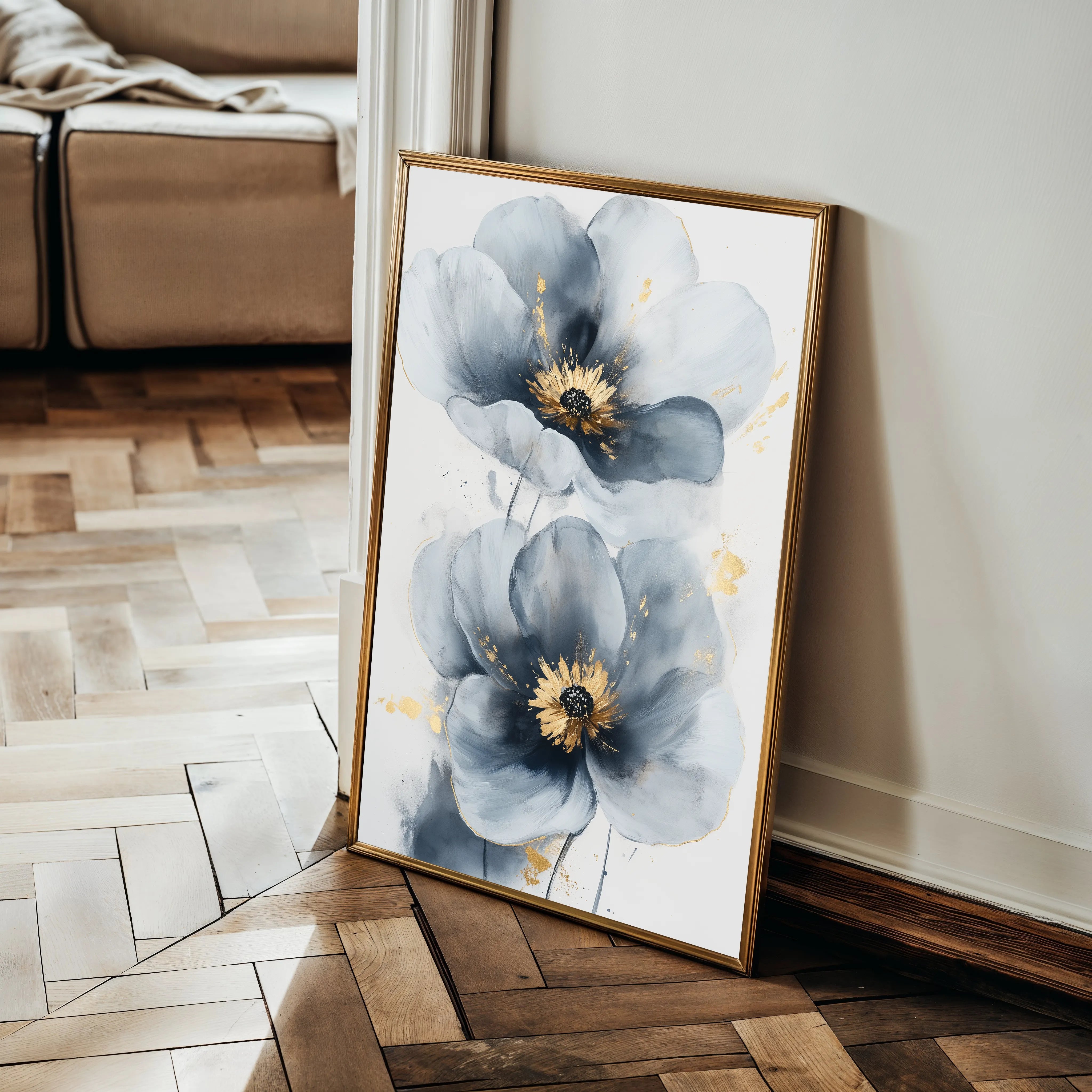 Floral 1395 Canvas Art 18" x 24" / 45 x 60 cm / Black