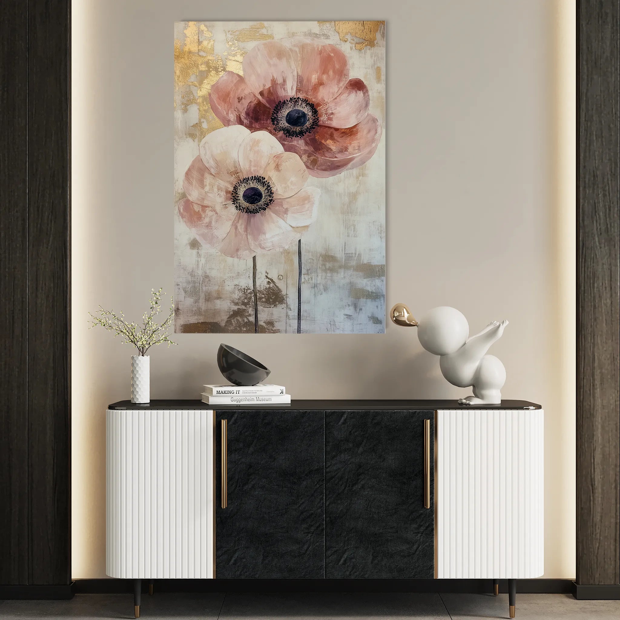 Floral 1396 Canvas Art 18" x 24" / 45 x 60 cm / Black