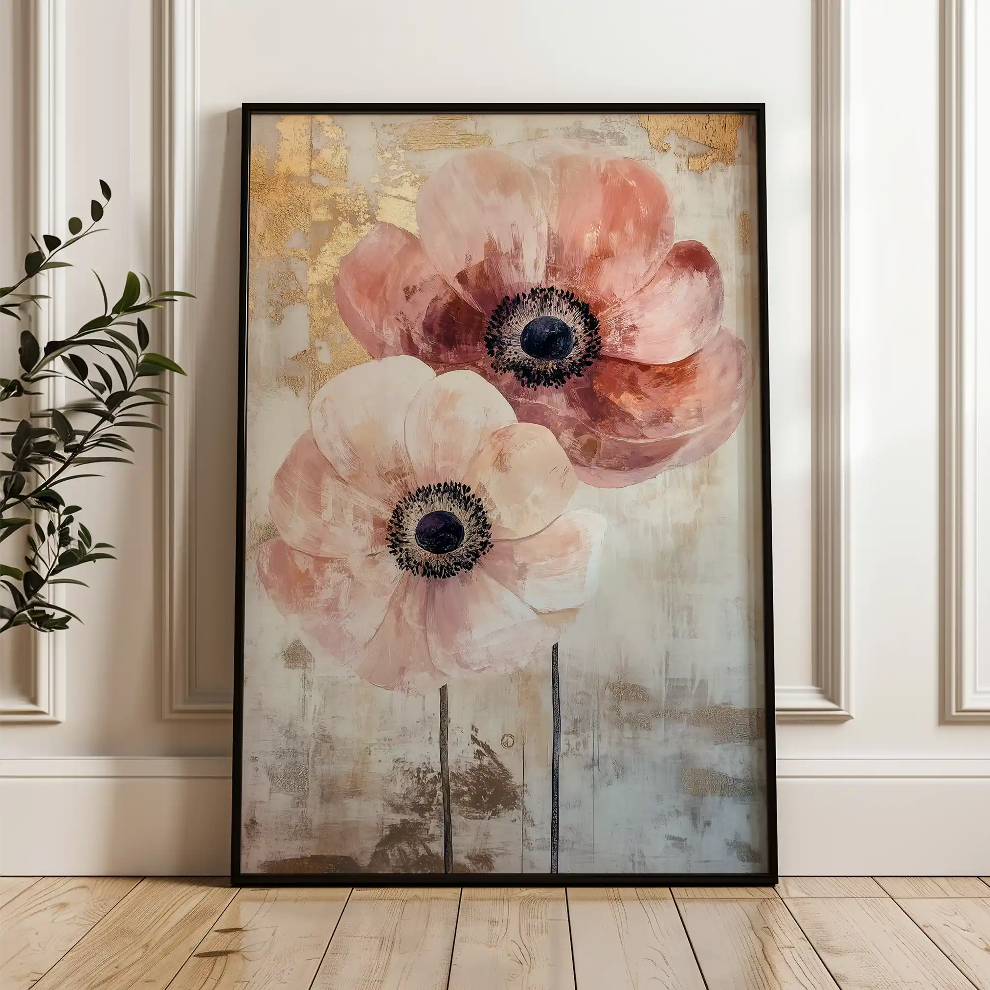 Floral 1396 Canvas Art 60 x 40 cm / Black