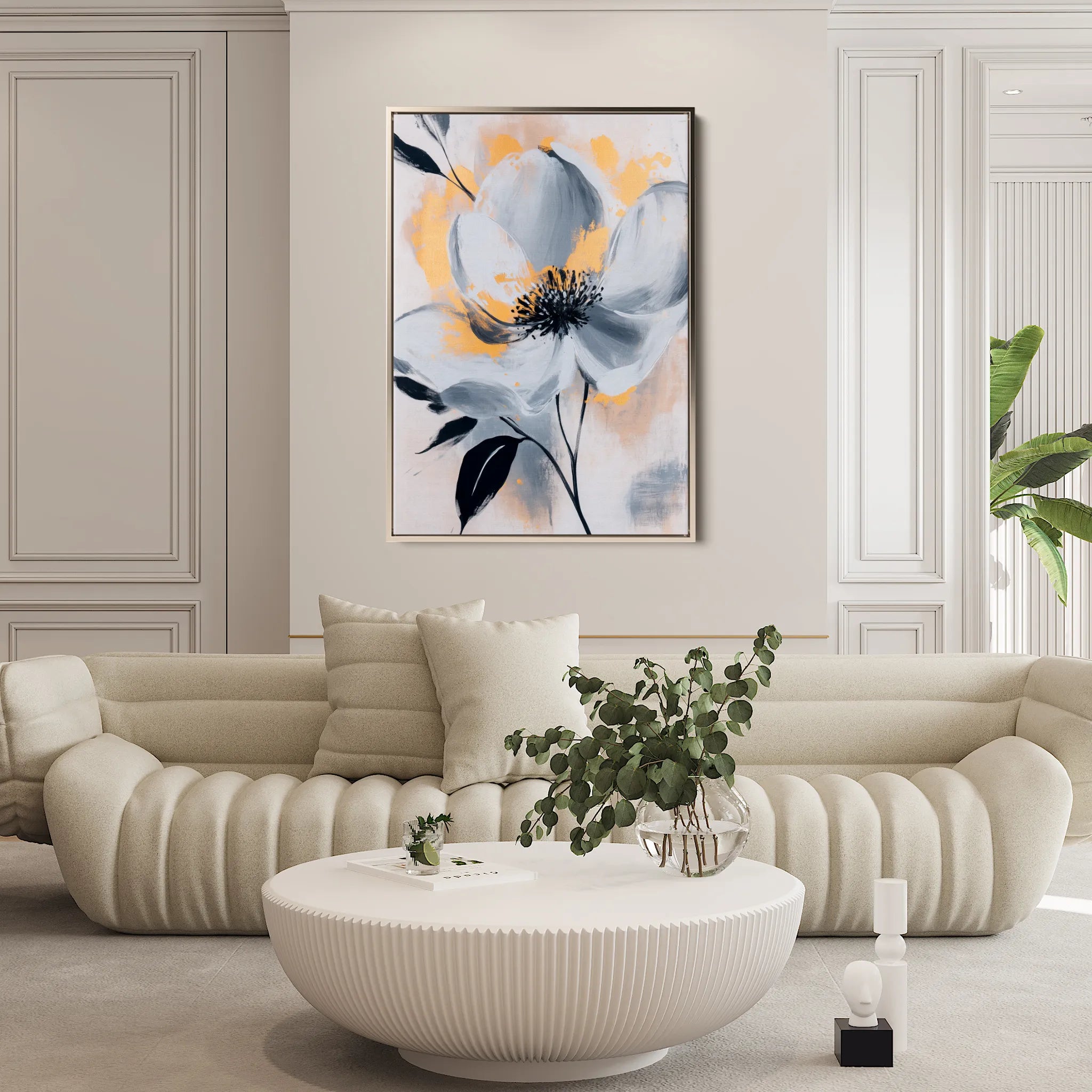 Floral 1397 Canvas Art 18" x 24" / 45 x 60 cm / Black