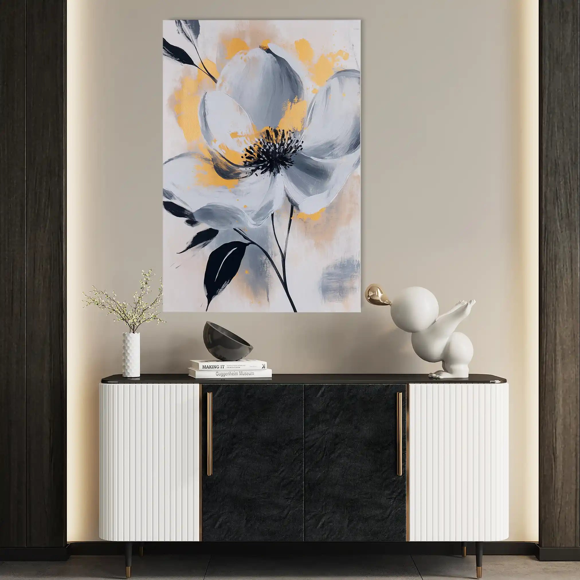 Floral 1397 Canvas Art 18" x 24" / 45 x 60 cm / Black