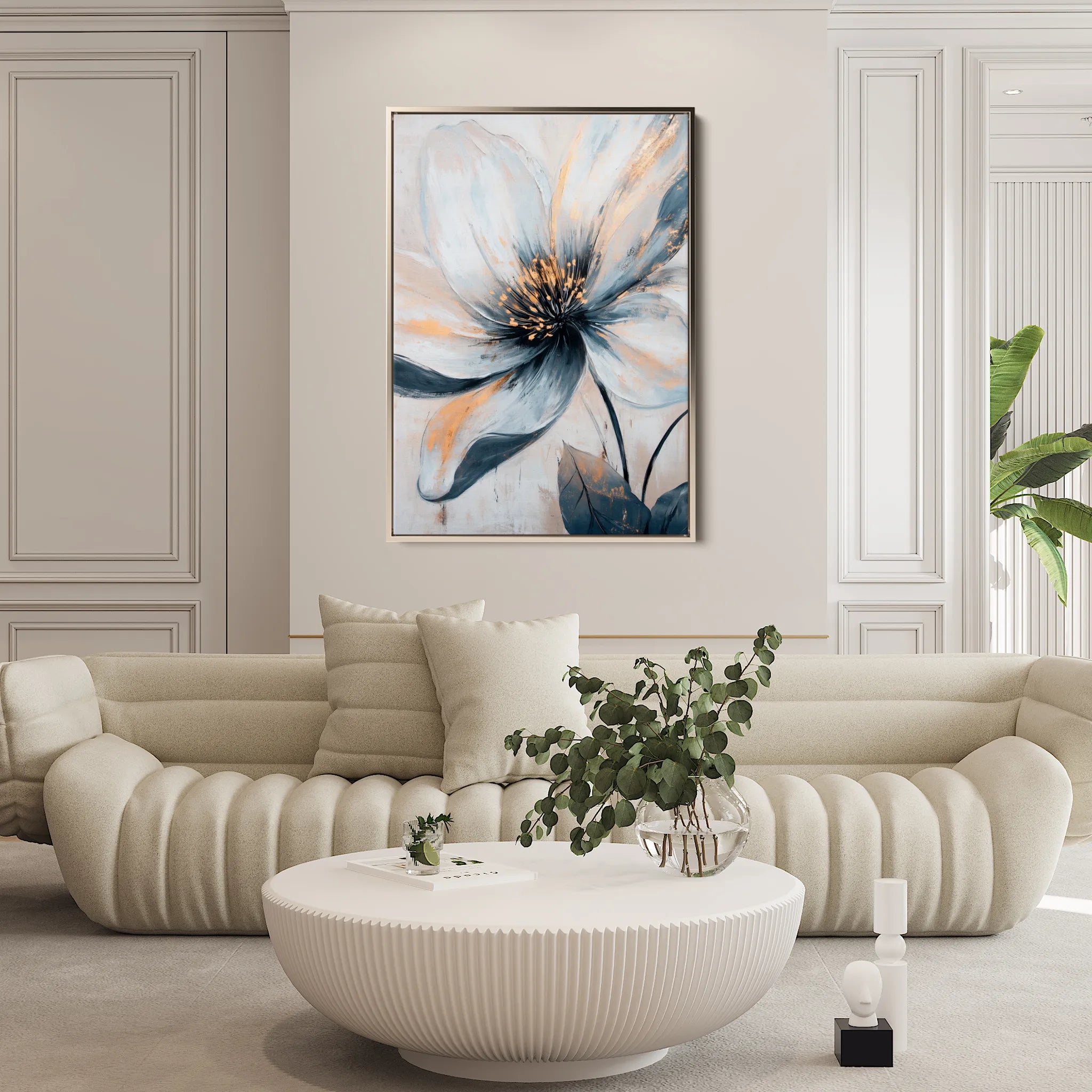 Floral 1398 Canvas Art 18" x 24" / 45 x 60 cm / Black