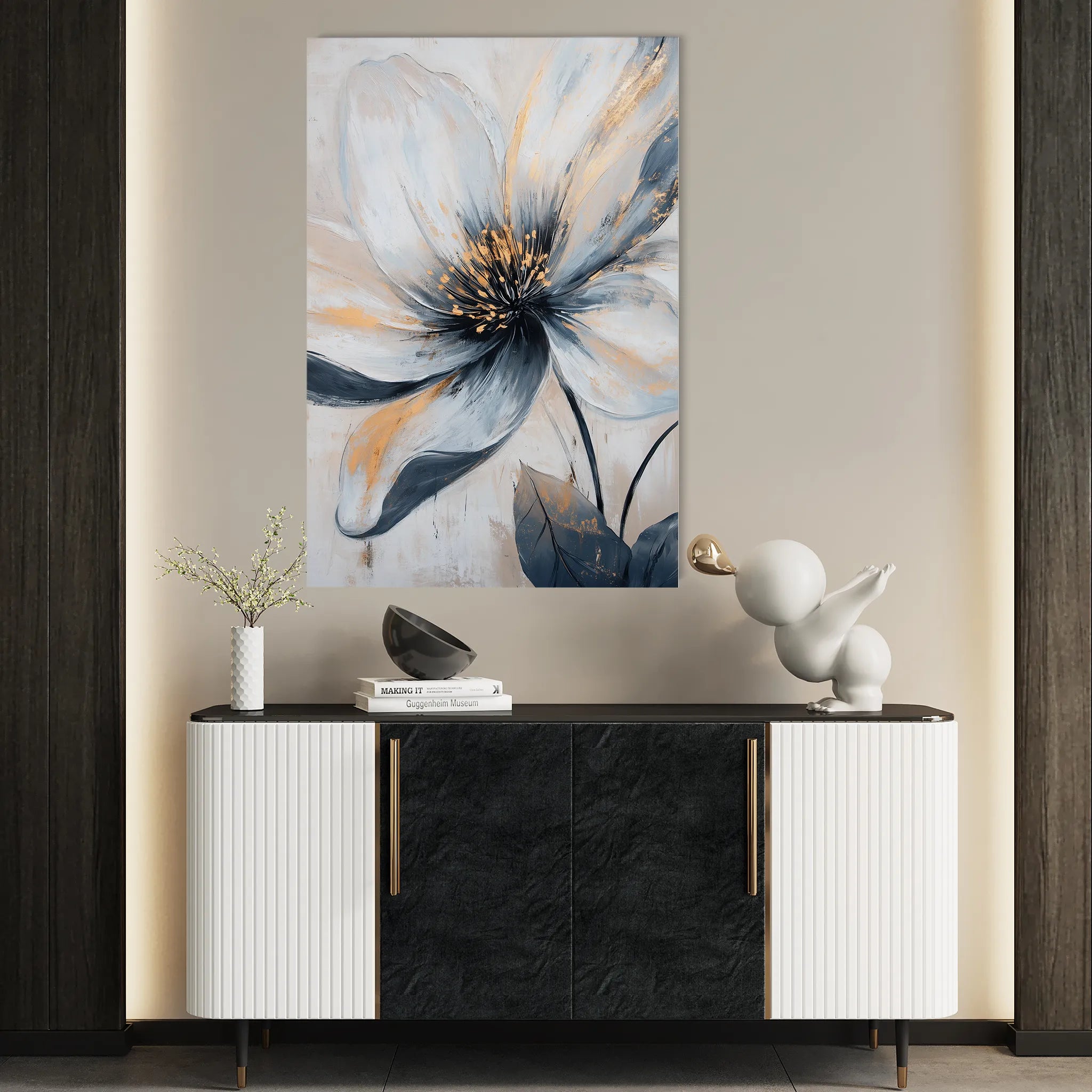Floral 1398 Canvas Art 18" x 24" / 45 x 60 cm / Black