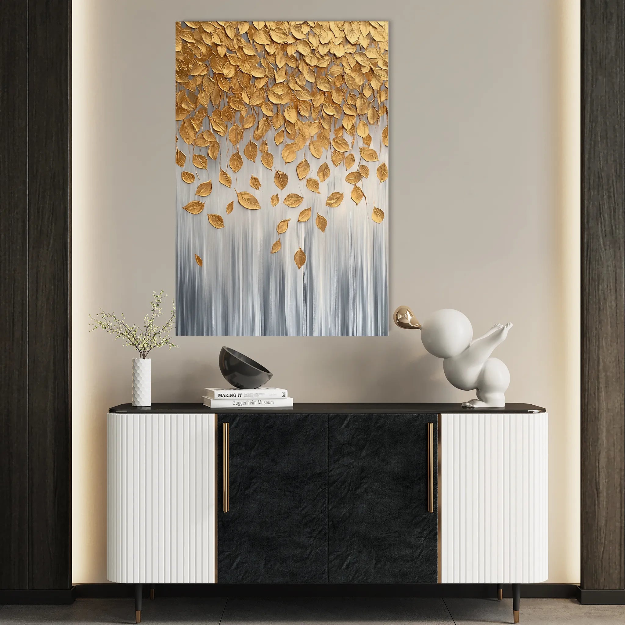 Floral 1399 Canvas Art 18" x 24" / 45 x 60 cm / Black