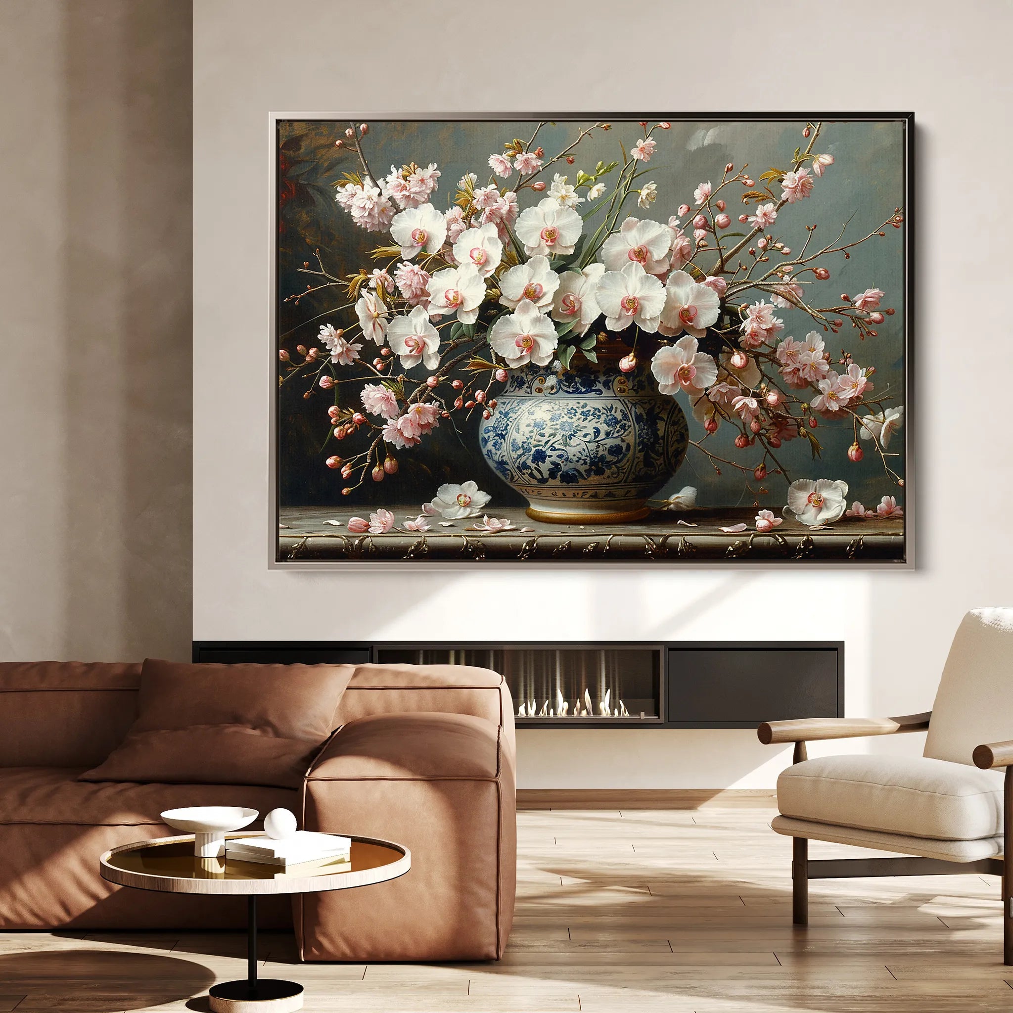 Floral 140 Canvas Art 18" x 24" / 45 x 60 cm / Black