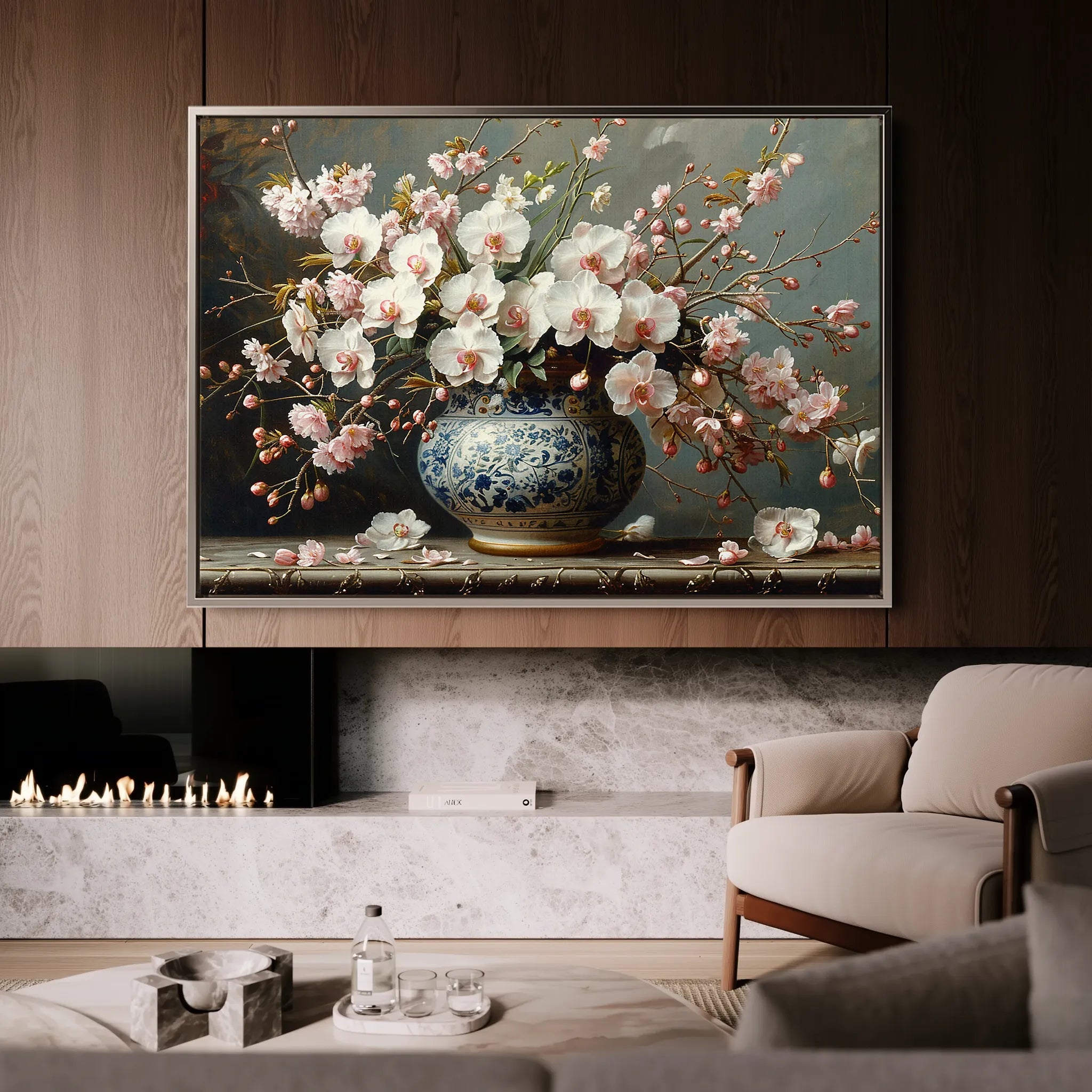 Floral 140 Canvas Art 18" x 24" / 45 x 60 cm / Black