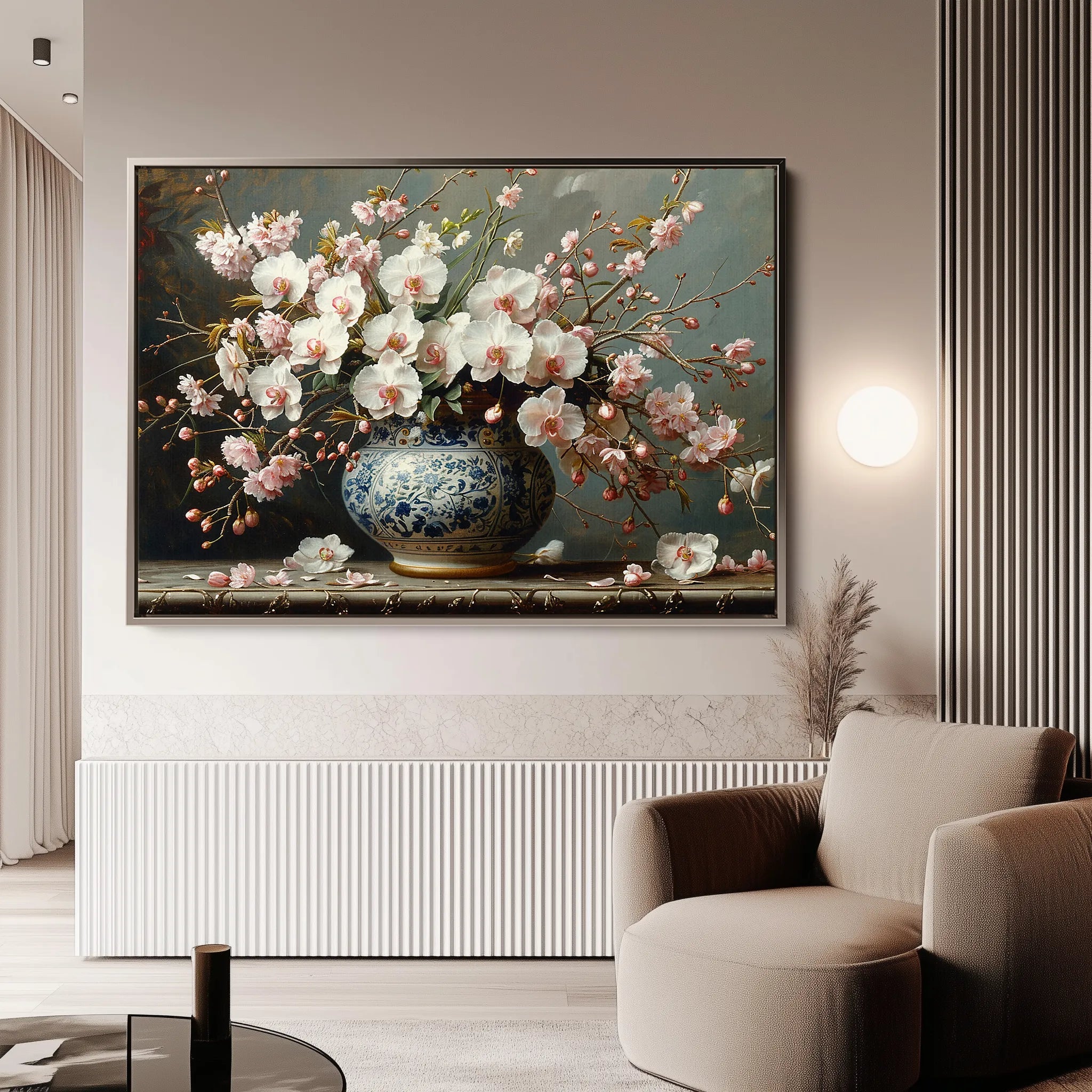 Floral 140 Canvas Art 18" x 24" / 45 x 60 cm / Black