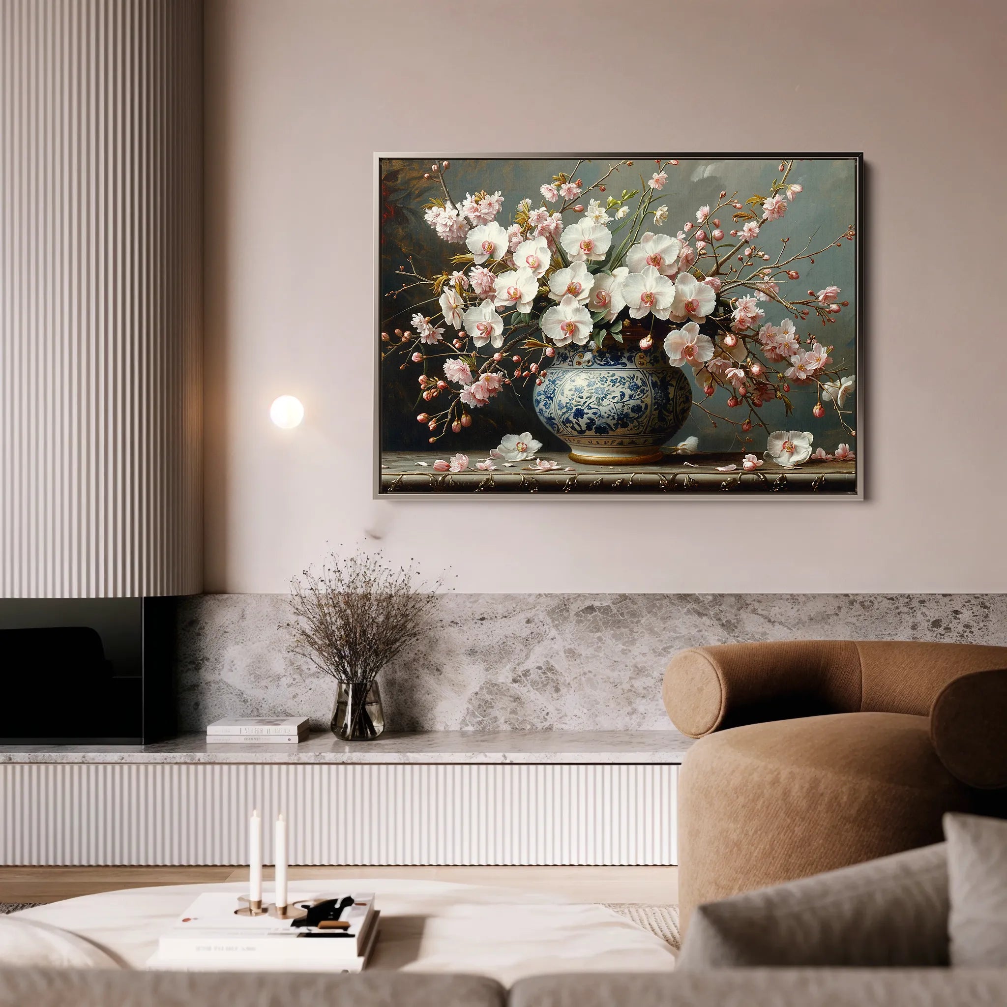 Floral 140 Canvas Art 18" x 24" / 45 x 60 cm / Black
