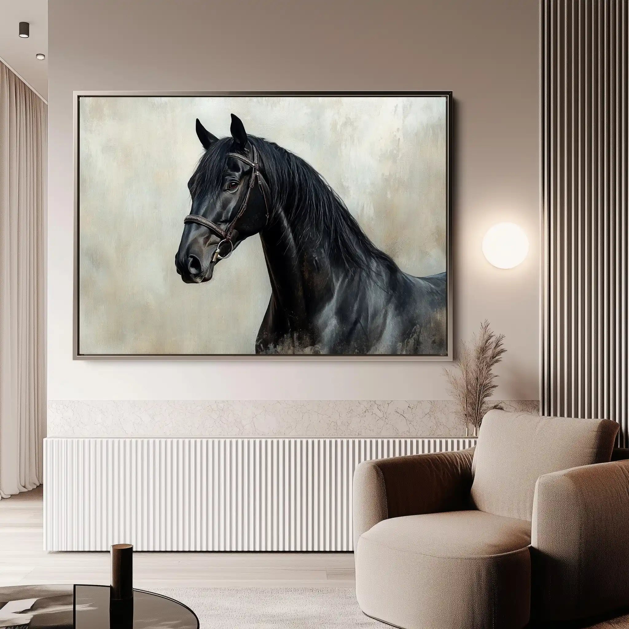 Horses 140 Canvas Art 60 x 40 cm / Black