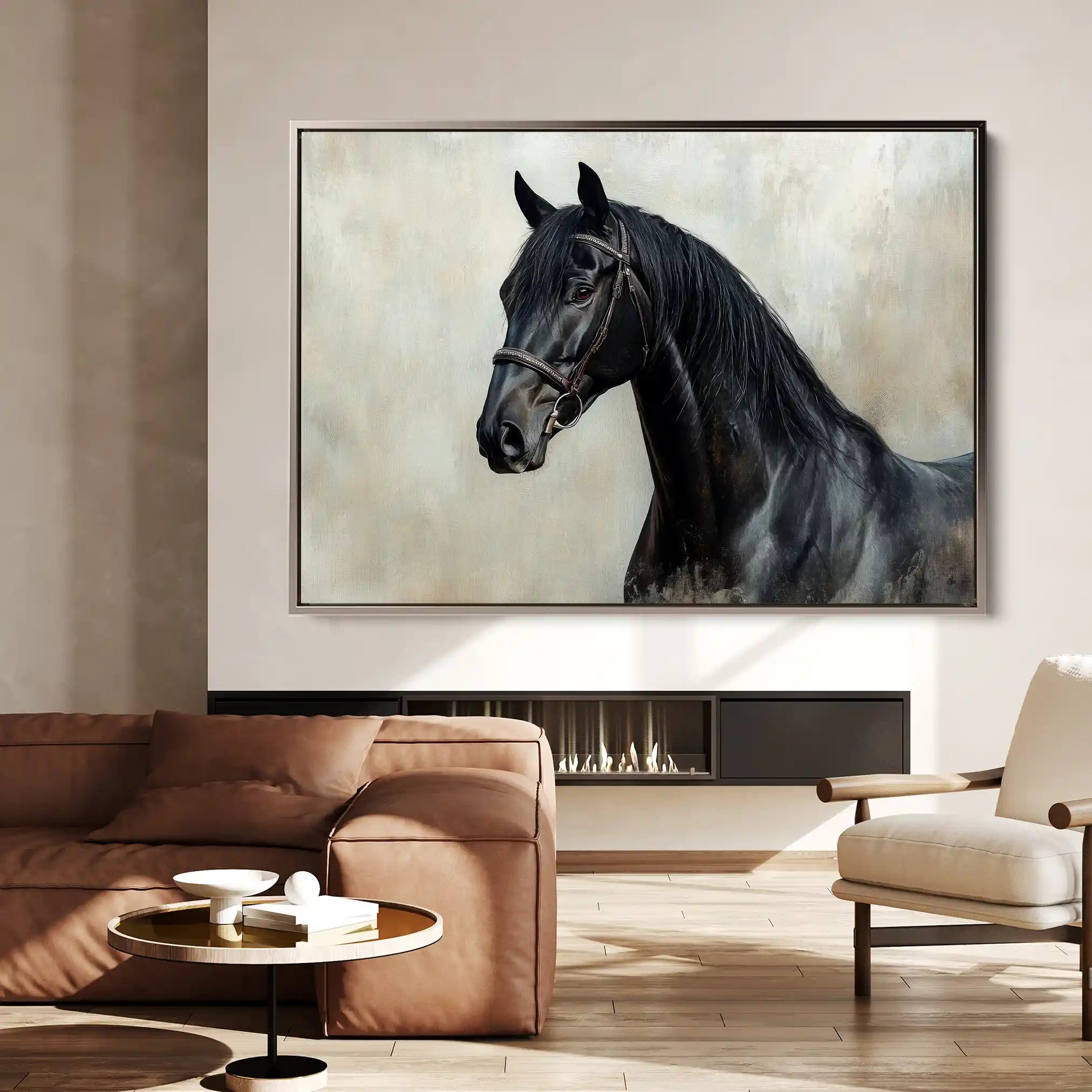 Horses 140 Canvas Art 60 x 40 cm / Black