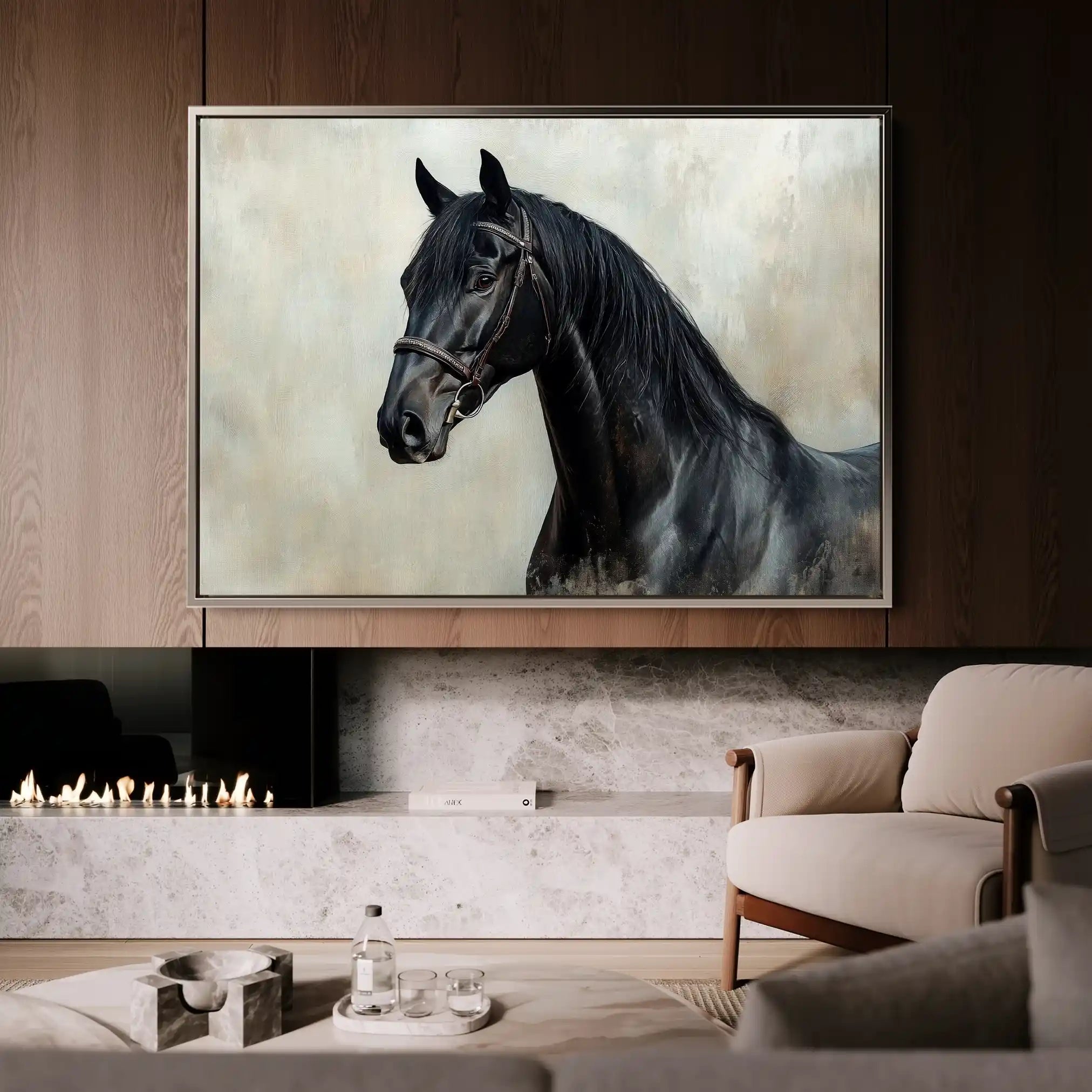 Horses 140 Canvas Art 60 x 40 cm / Black