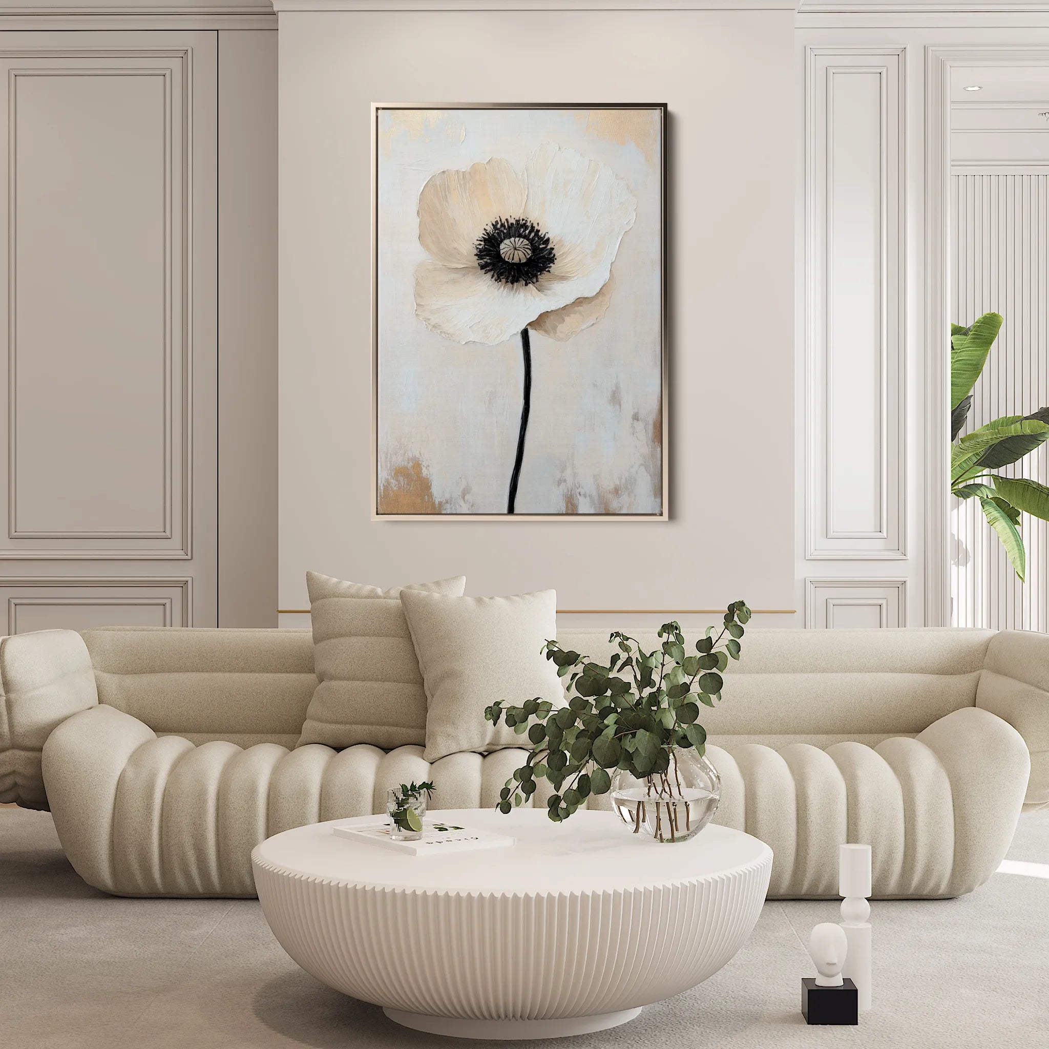 Floral 1400 Canvas Art 18" x 24" / 45 x 60 cm / Black