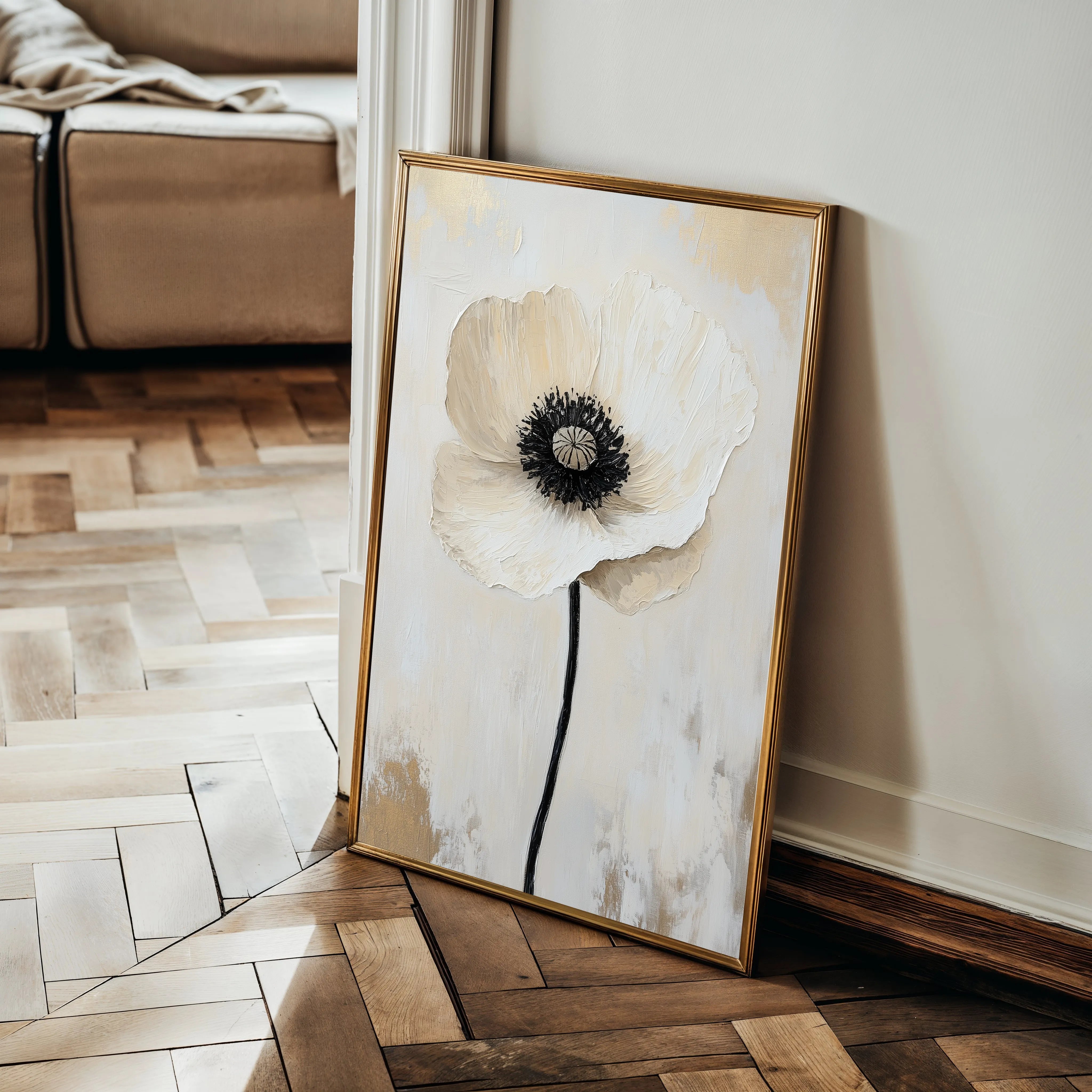 Floral 1400 Canvas Art 18" x 24" / 45 x 60 cm / Black