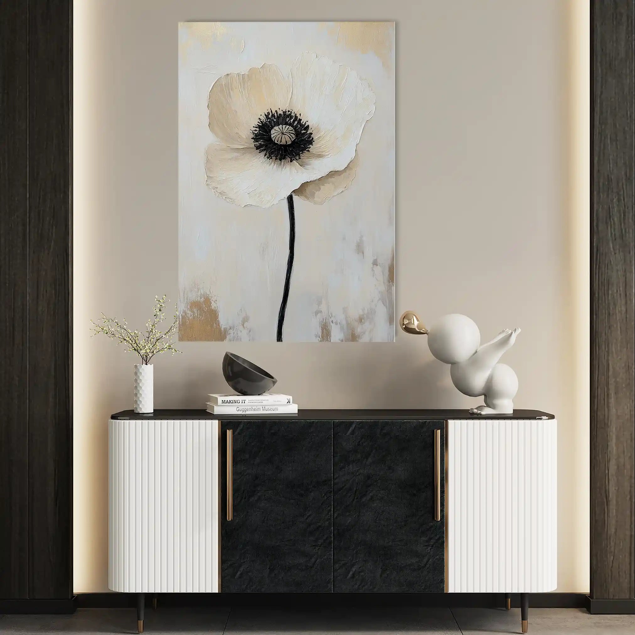 Floral 1400 Canvas Art 18" x 24" / 45 x 60 cm / Black