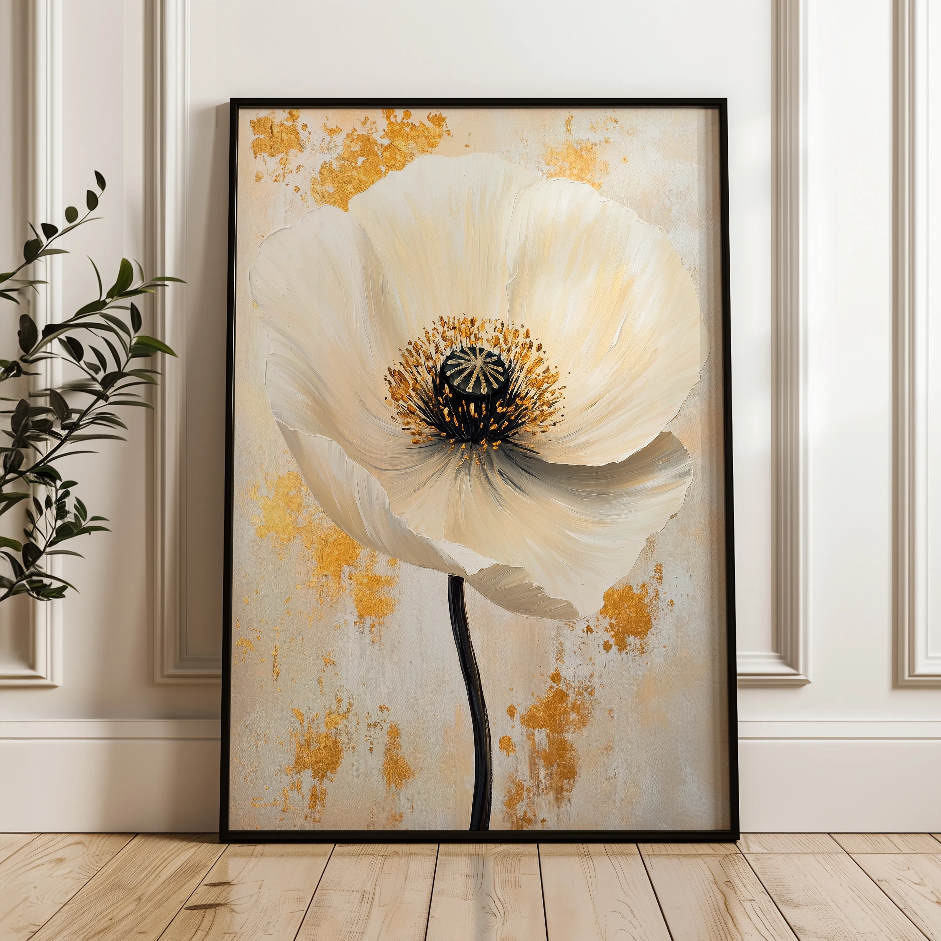 Floral 1401 Canvas Art 18" x 24" / 45 x 60 cm / Black