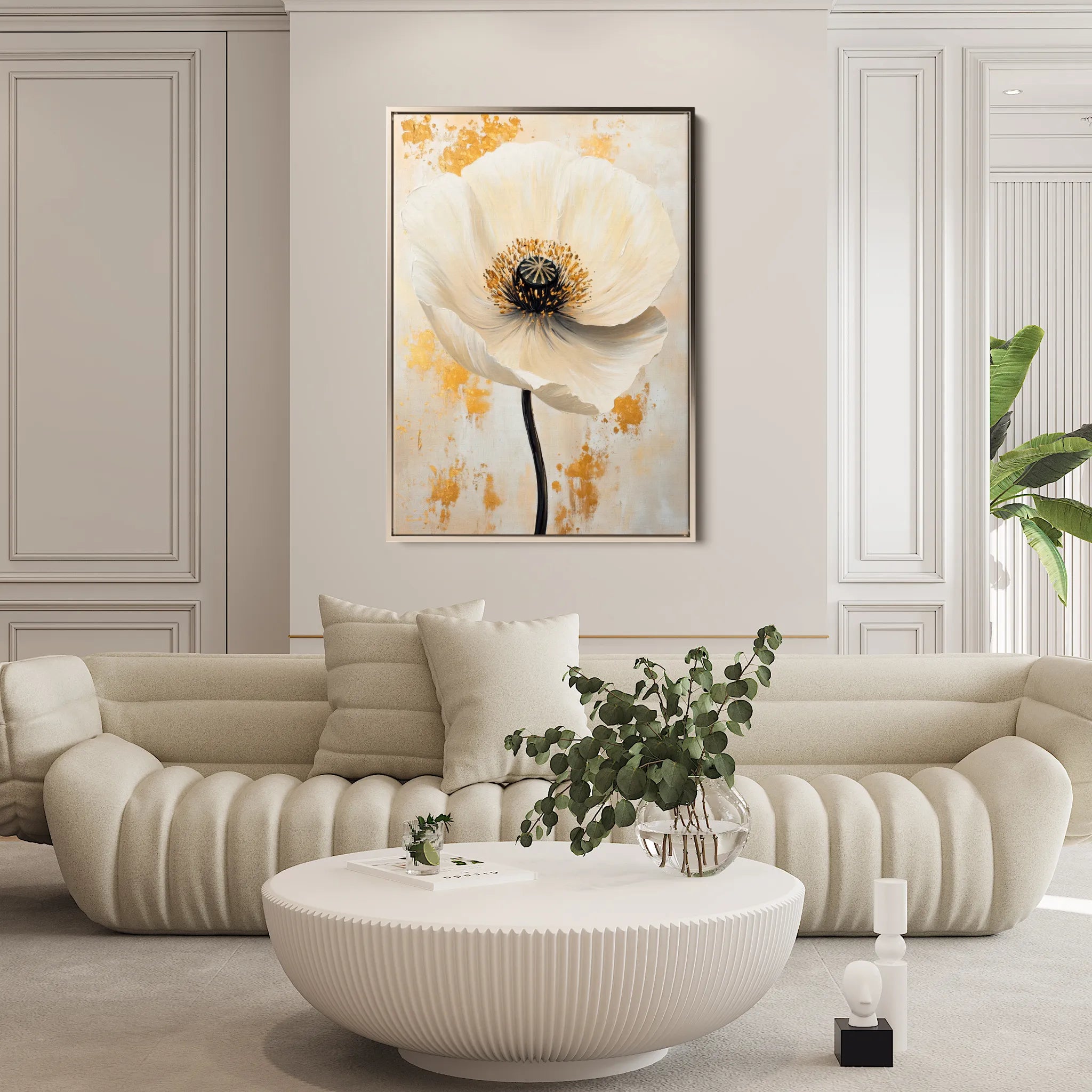Floral 1401 Canvas Art 18" x 24" / 45 x 60 cm / Black