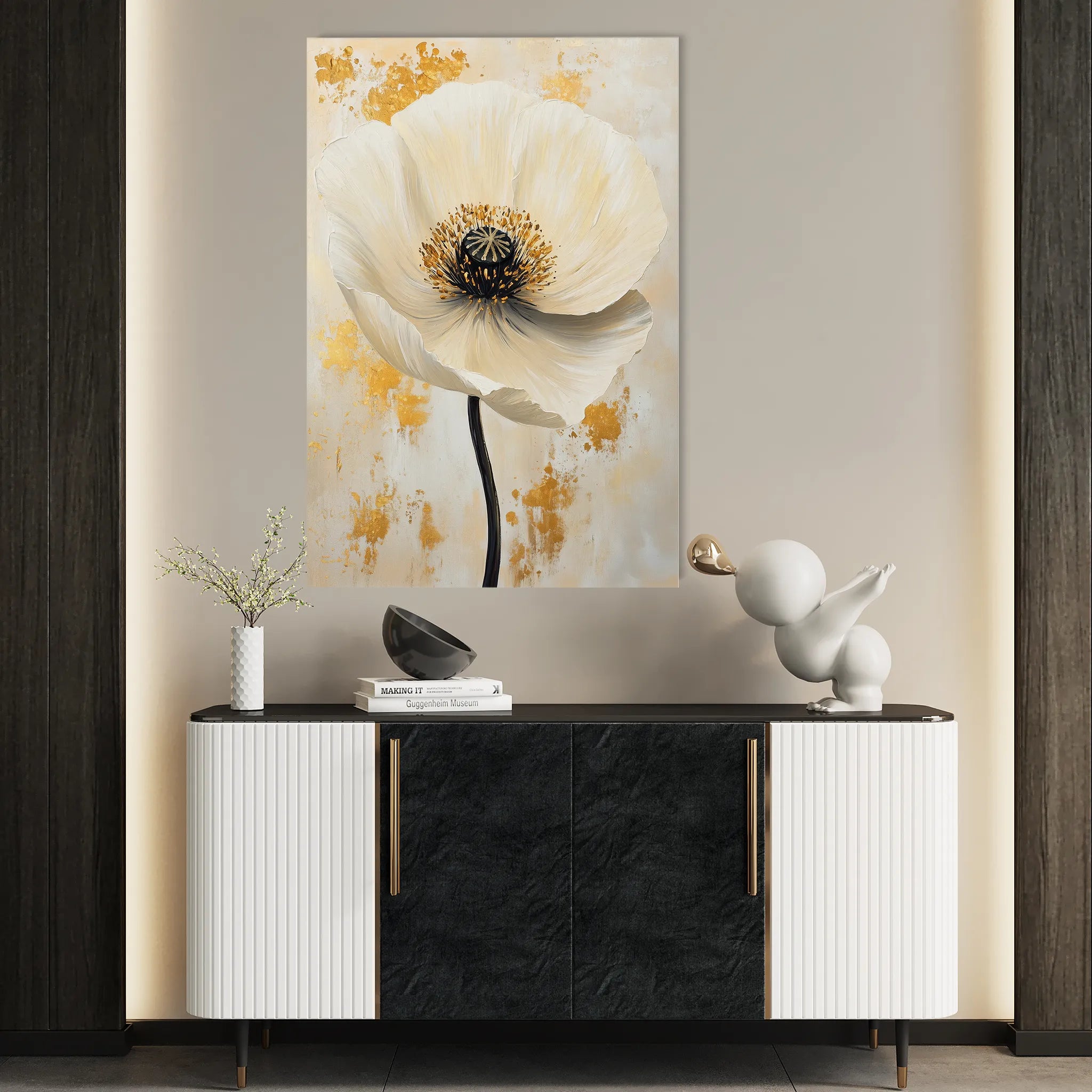 Floral 1401 Canvas Art 18" x 24" / 45 x 60 cm / Black
