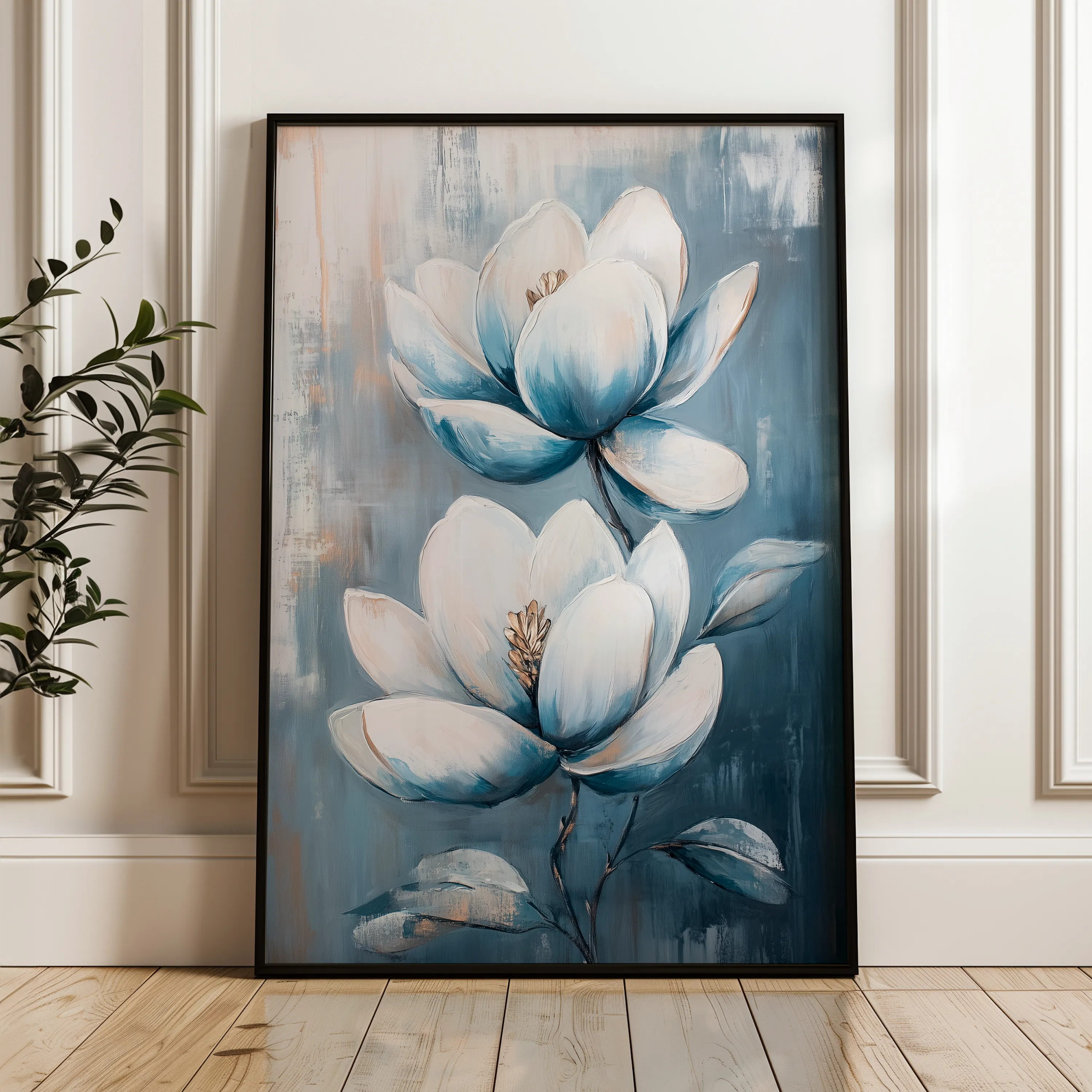 Floral 1402 Canvas Art 18" x 24" / 45 x 60 cm / Black