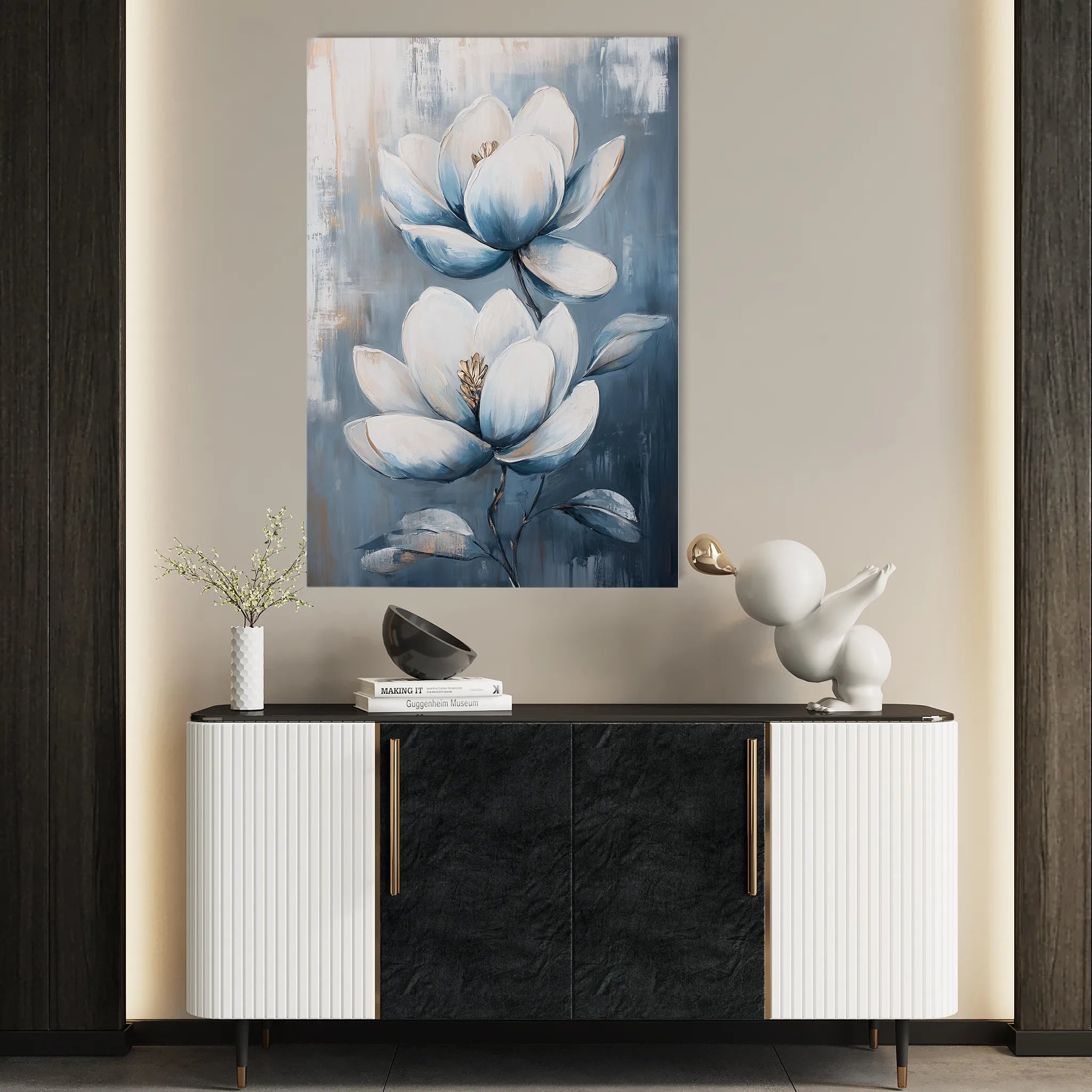 Floral 1402 Canvas Art 18" x 24" / 45 x 60 cm / Black