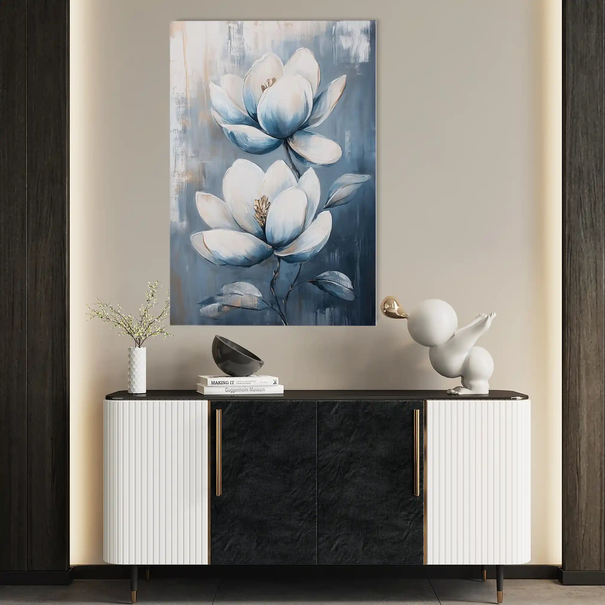 Floral 1402 Canvas Art 60 x 40 cm / Black