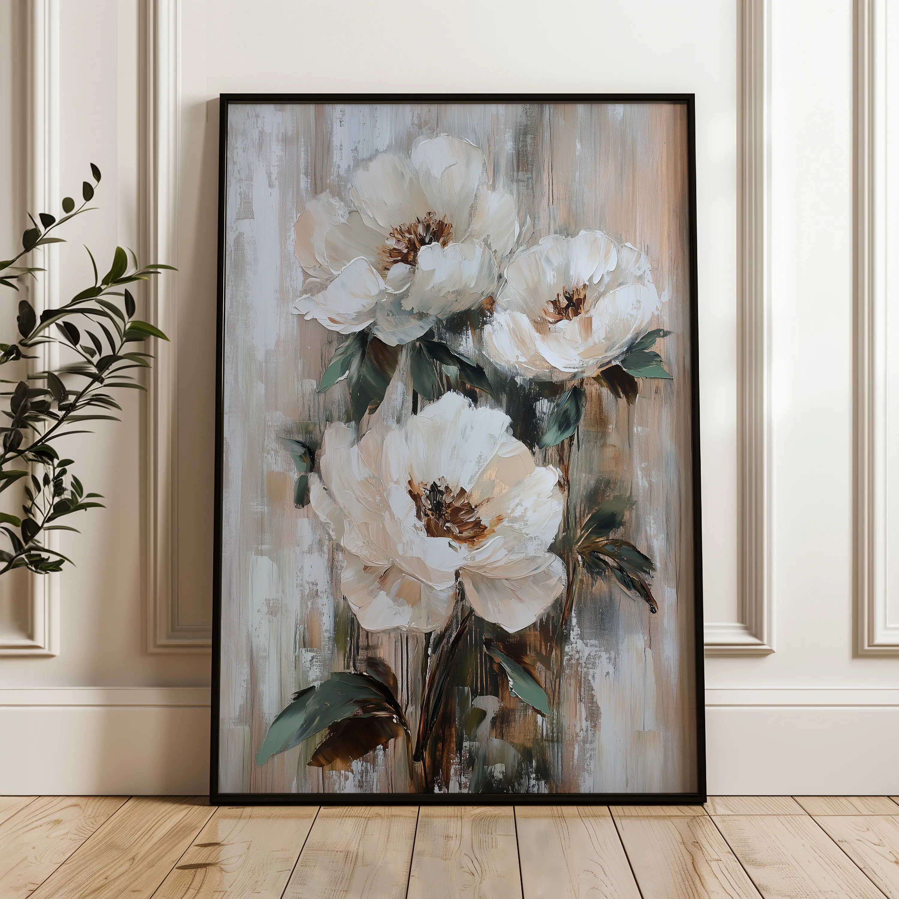 Floral 1403 Canvas Art 18" x 24" / 45 x 60 cm / Black