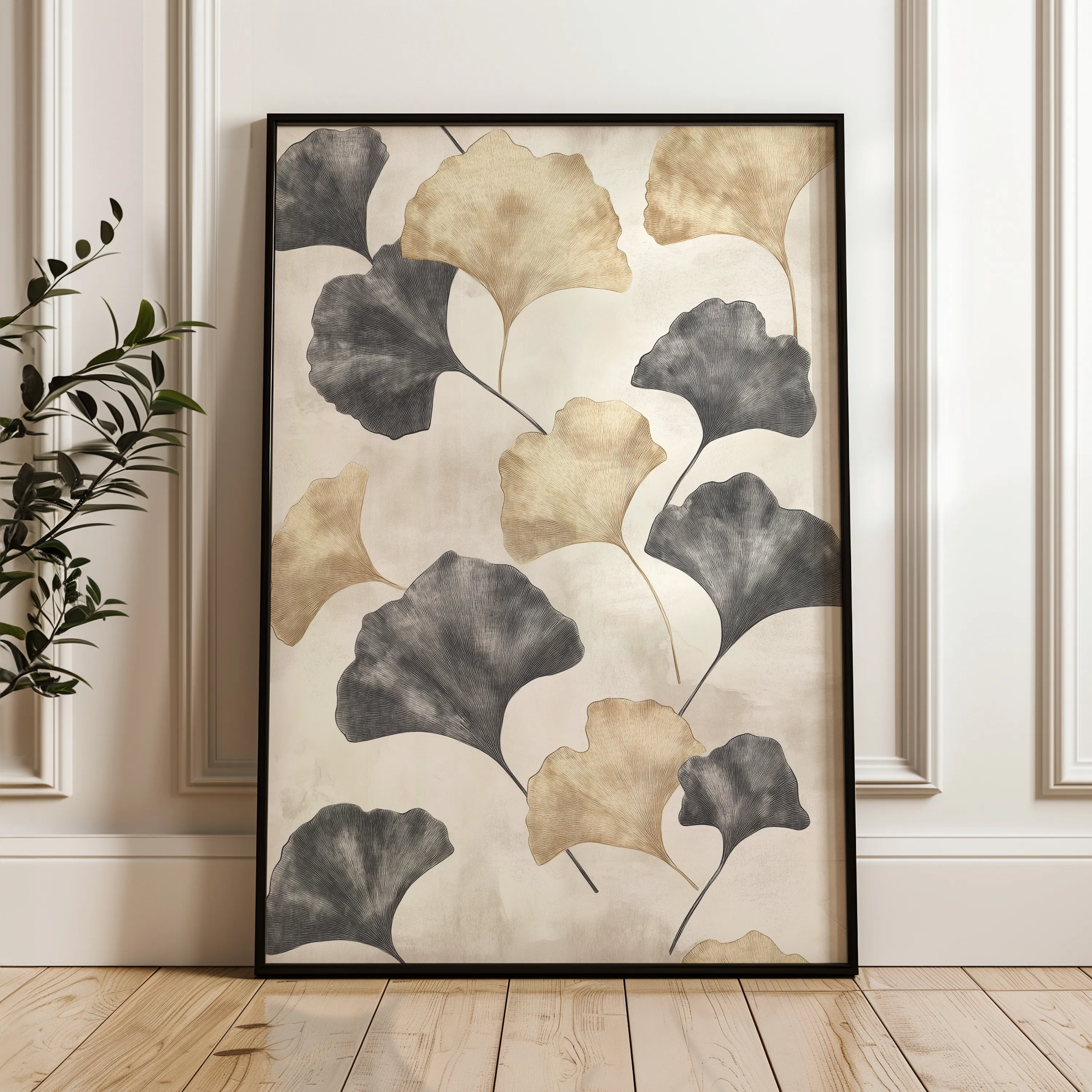Floral 1404 Canvas Art 18" x 24" / 45 x 60 cm / Black