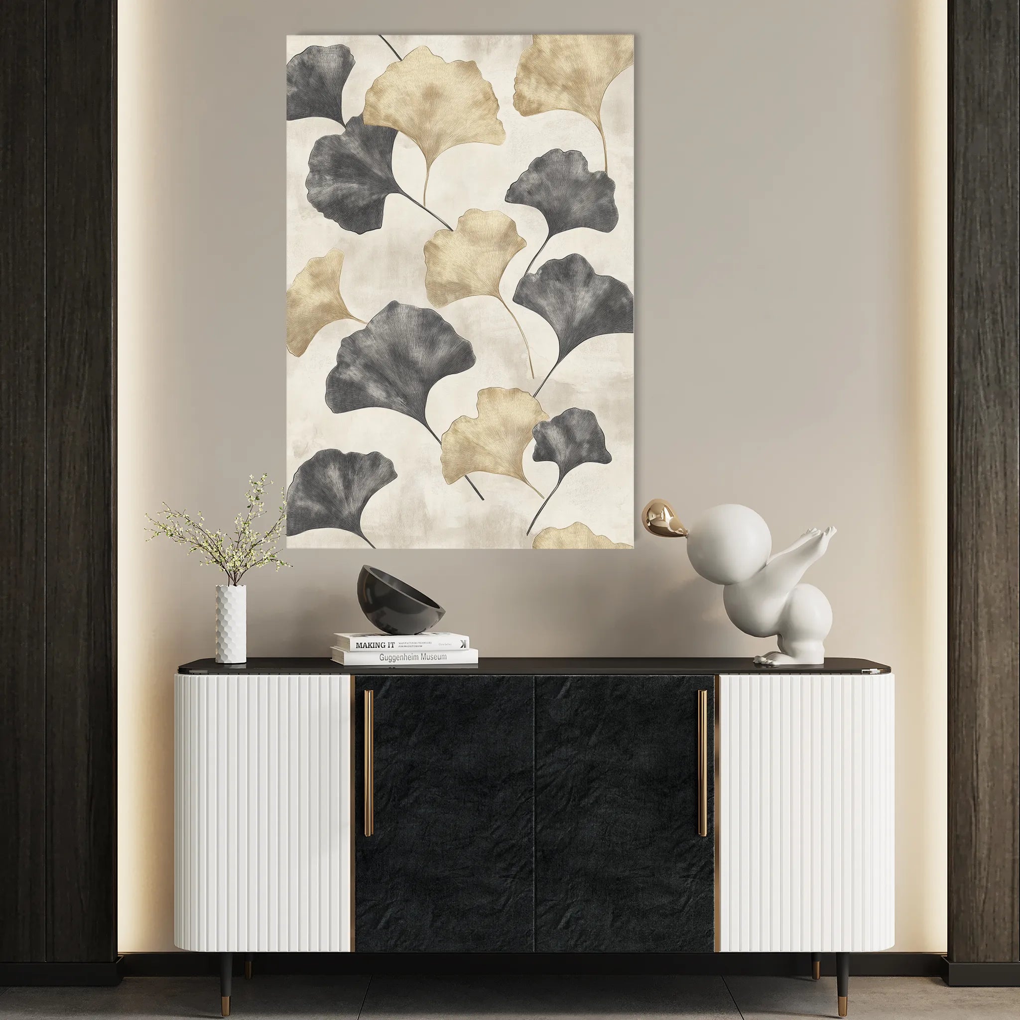 Floral 1404 Canvas Art 18" x 24" / 45 x 60 cm / Black