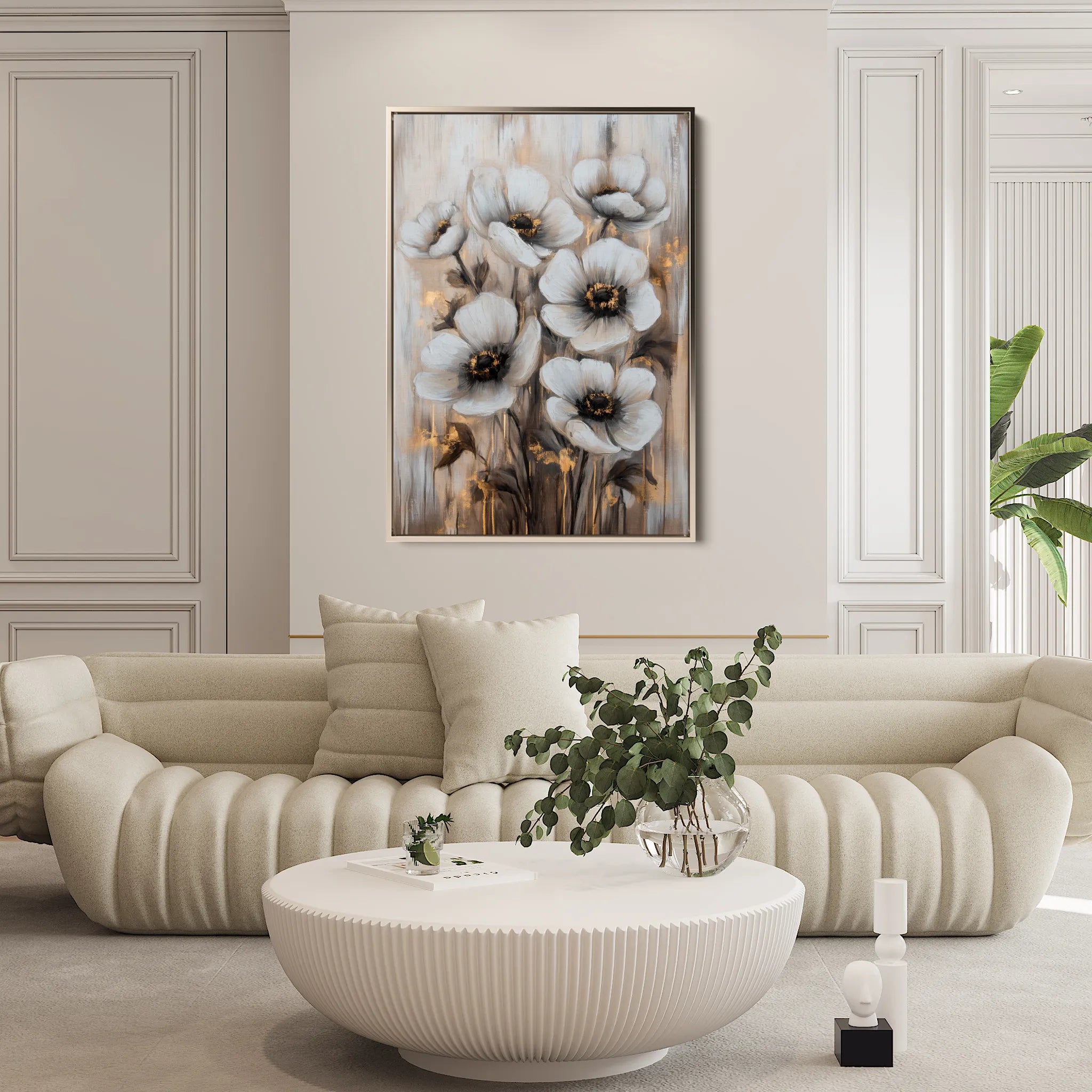 Floral 1405 Canvas Art 18" x 24" / 45 x 60 cm / Black