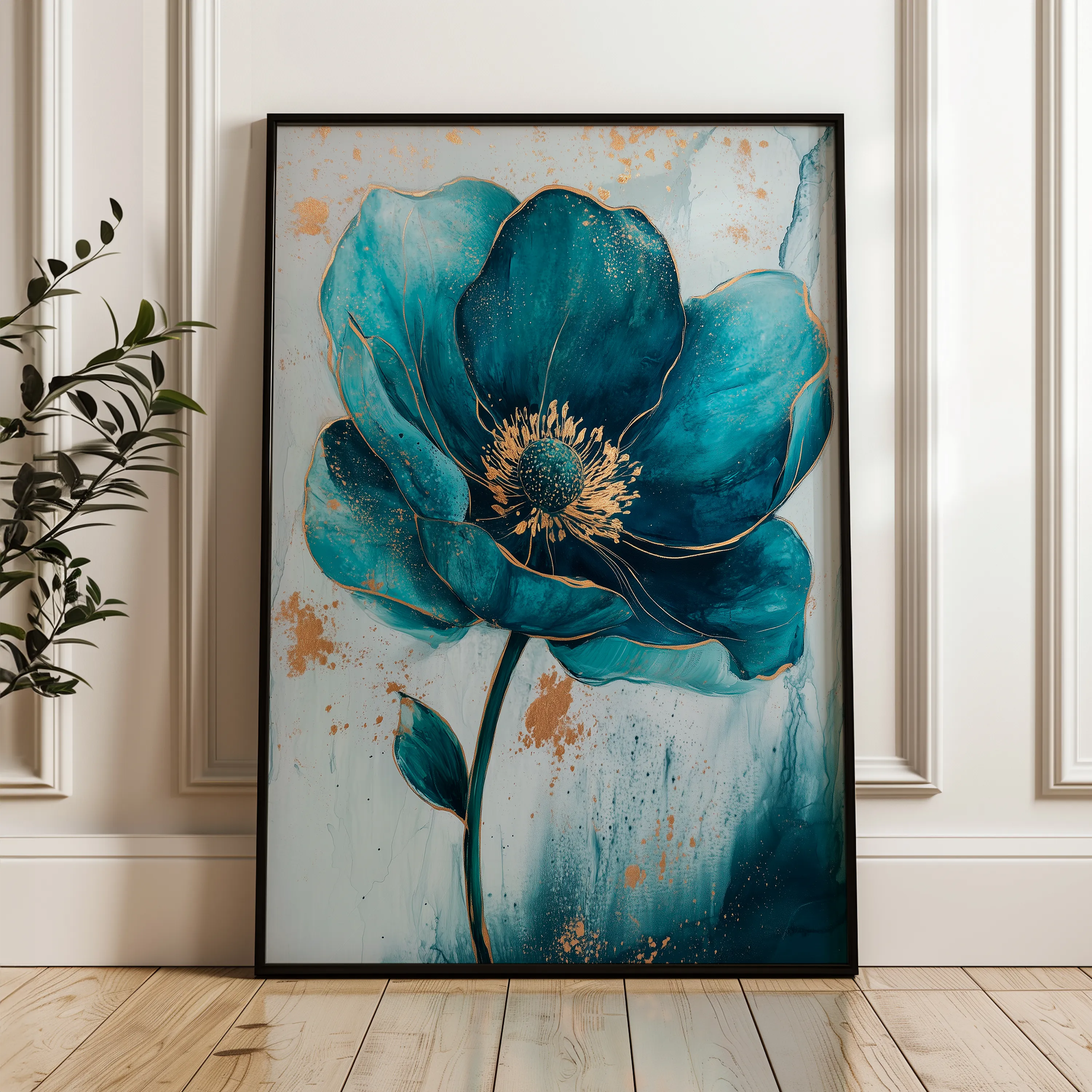 Floral 1407 Canvas Art 18" x 24" / 45 x 60 cm / Black