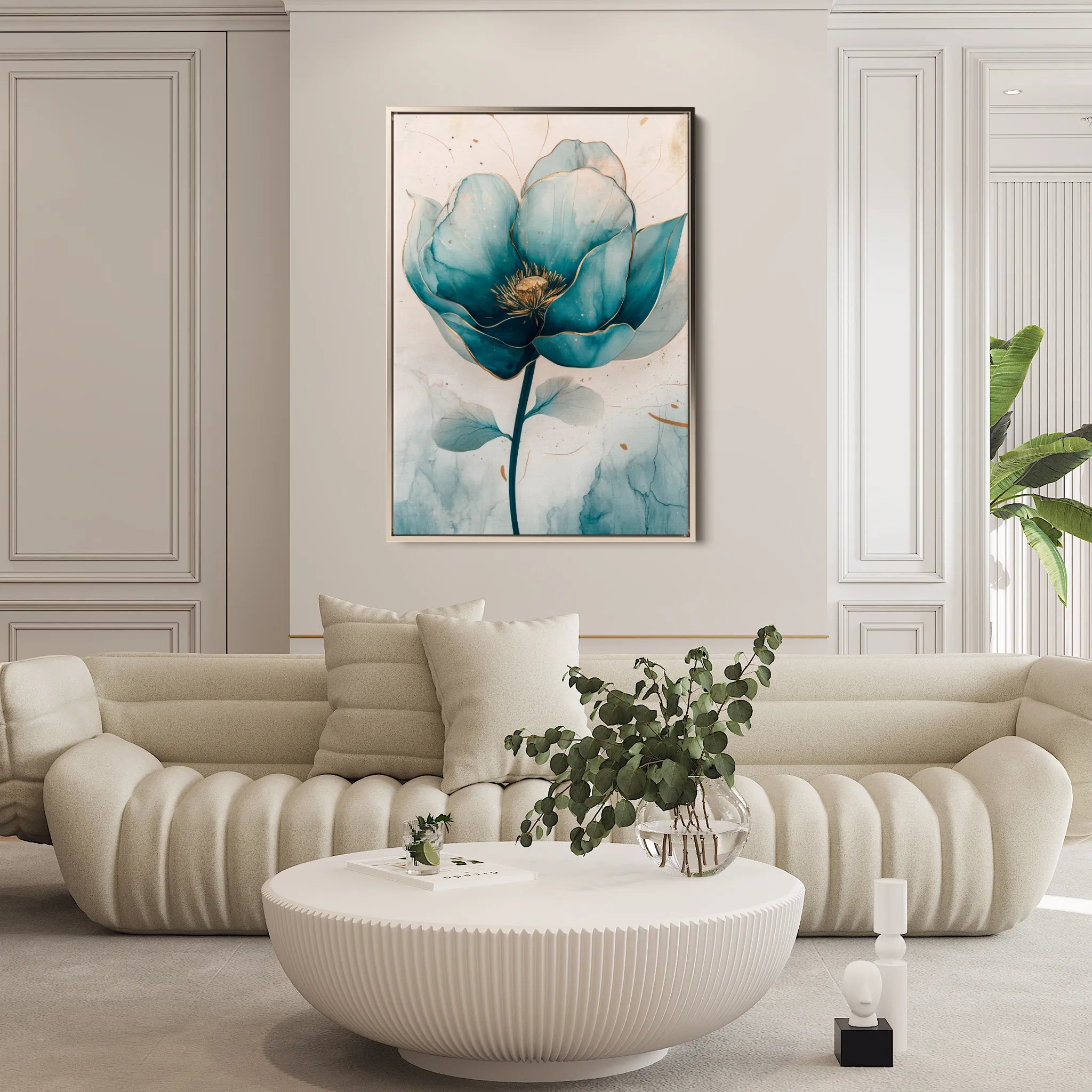 Floral 1408 Canvas Art 18" x 24" / 45 x 60 cm / Black
