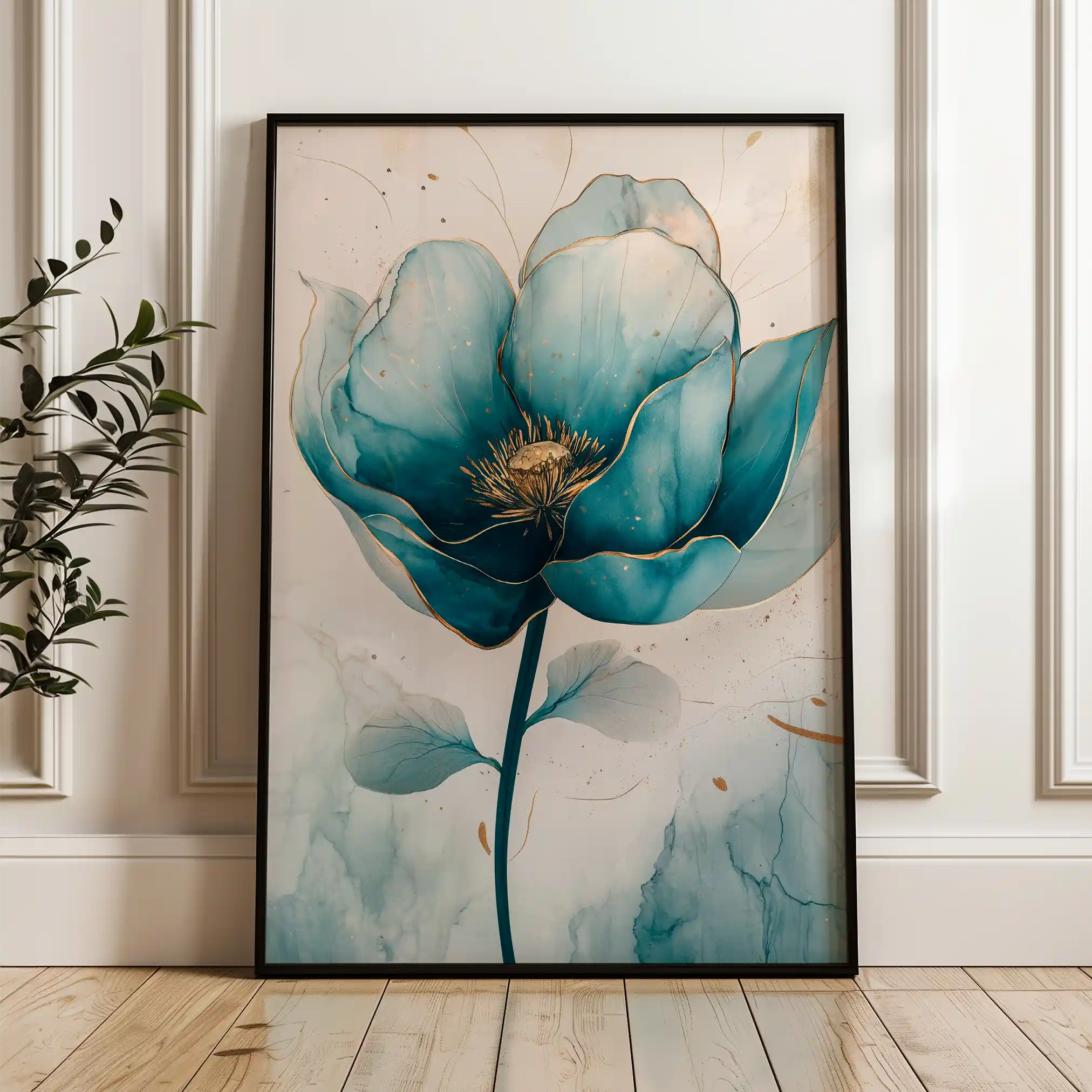 Floral 1408 Canvas Art 60 x 40 cm / Black