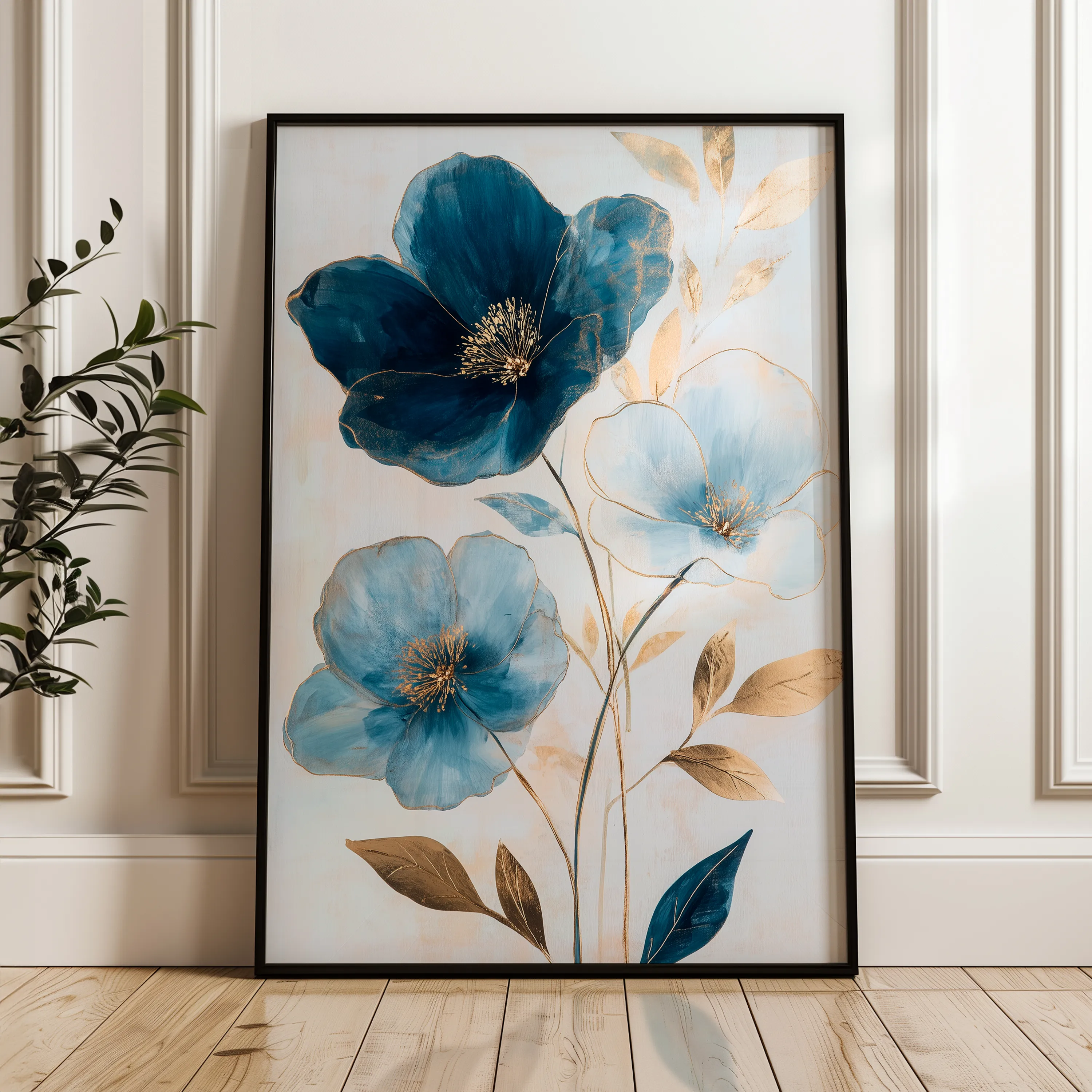 Floral 1409 Canvas Art 18" x 24" / 45 x 60 cm / Black