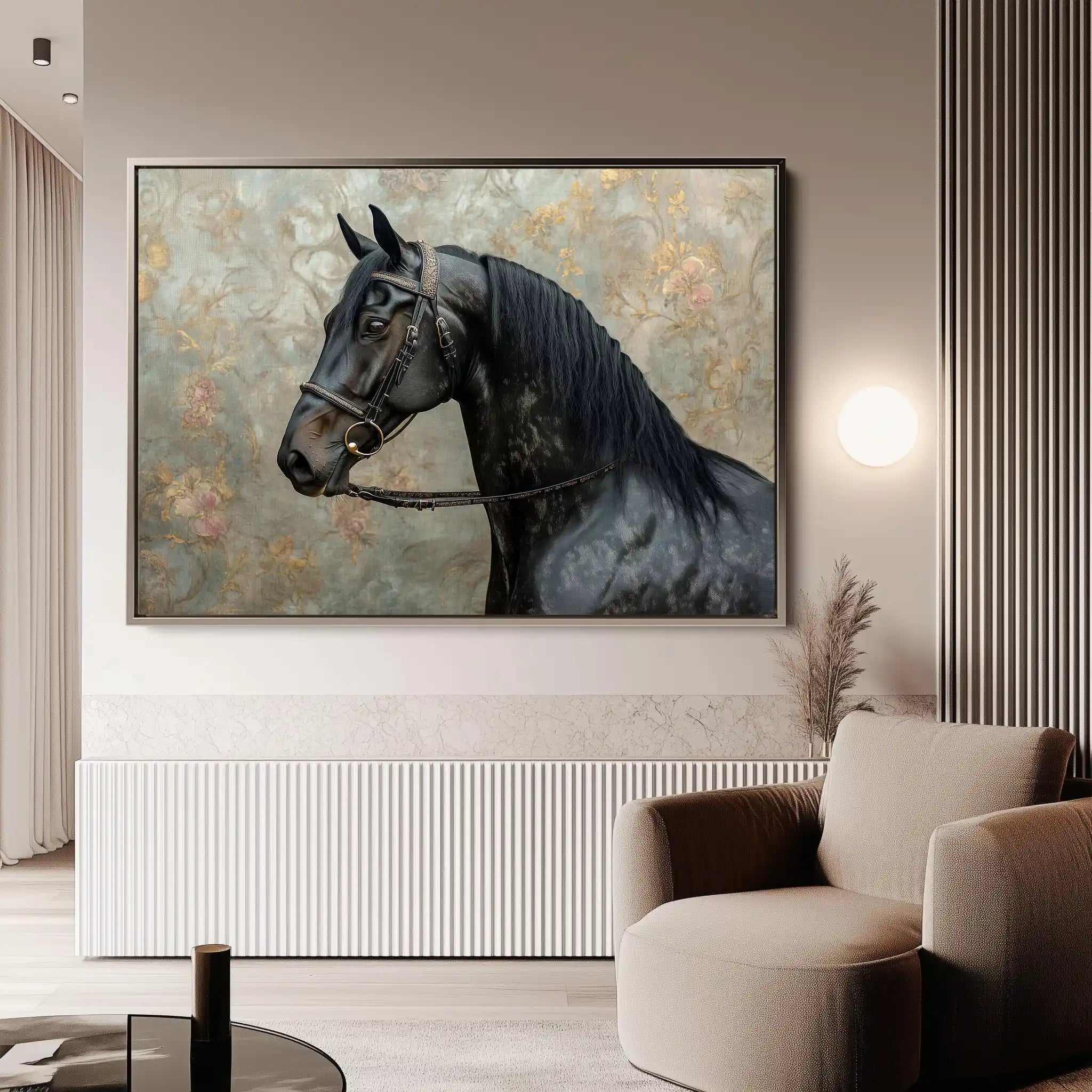 Horses 141 Canvas Art 60 x 40 cm / Black