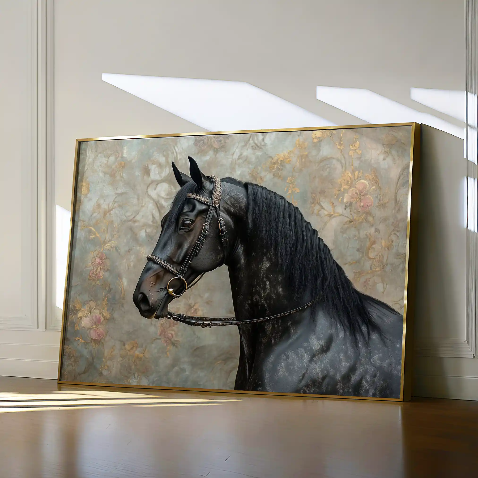 Horses 141 Canvas Art 60 x 40 cm / Black
