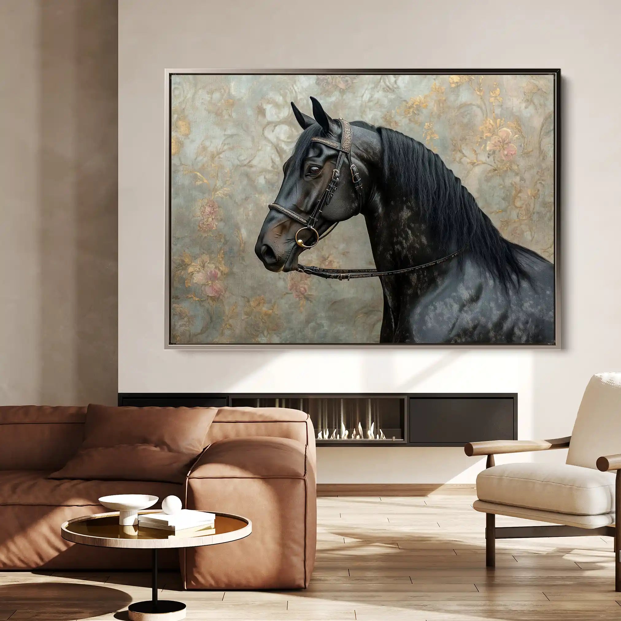 Horses 141 Canvas Art 60 x 40 cm / Black