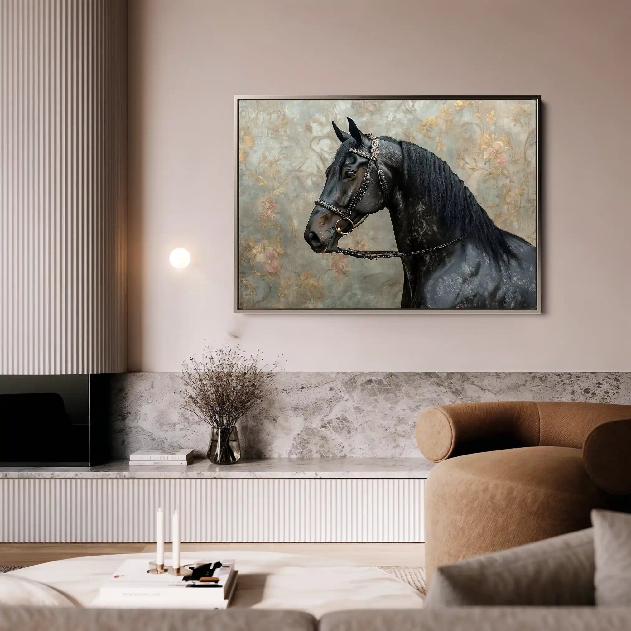 Horses 141 Canvas Art 60 x 40 cm / Black