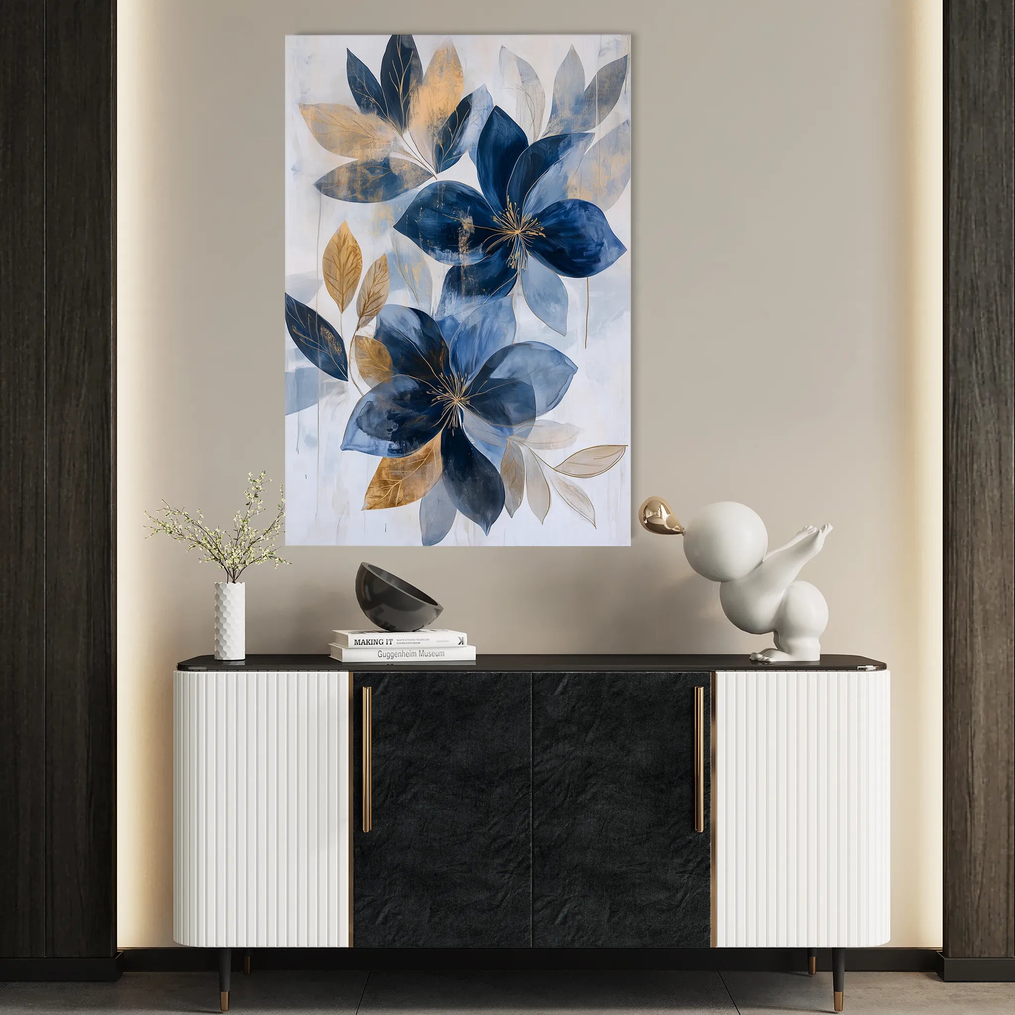 Floral 1410 Canvas Art 18" x 24" / 45 x 60 cm / Black