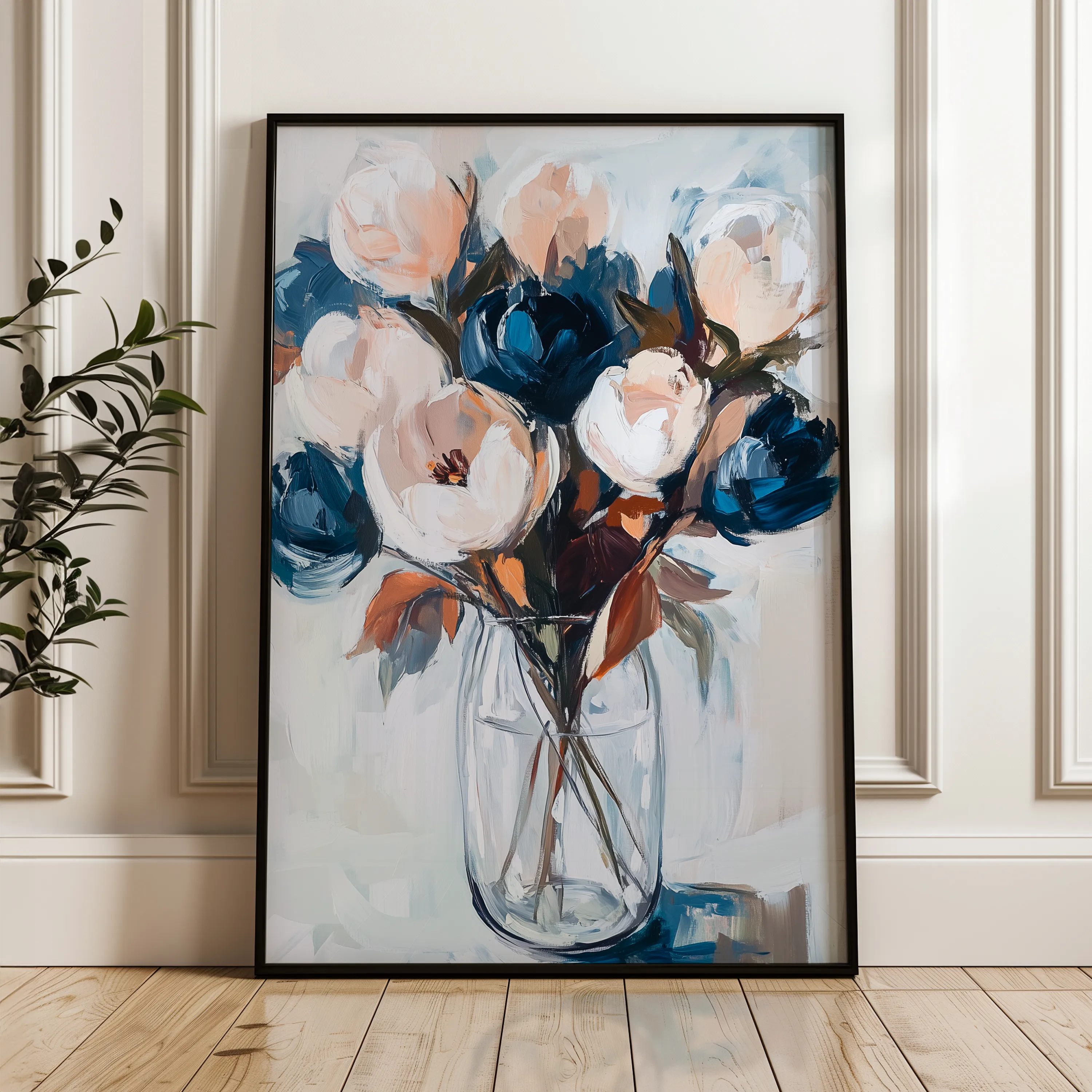 Floral 1411 Canvas Art 18" x 24" / 45 x 60 cm / Black