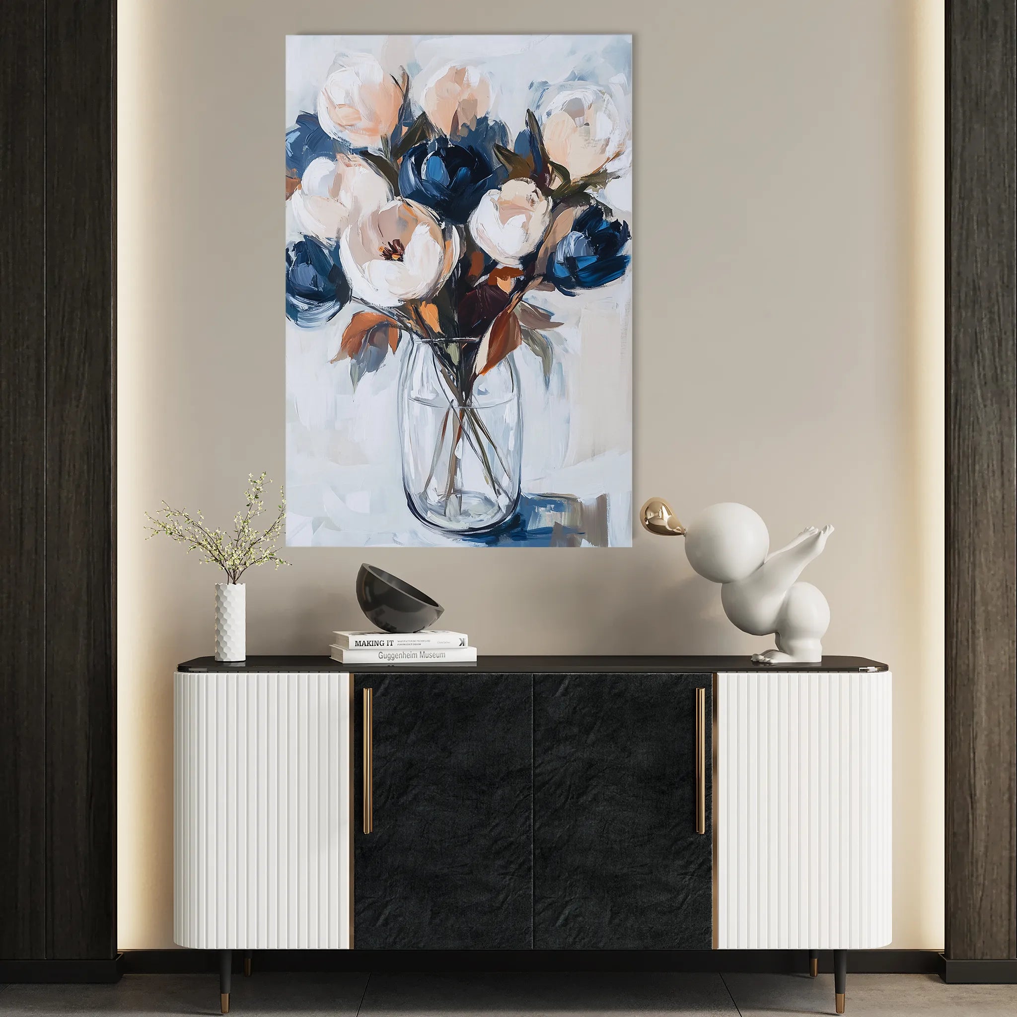 Floral 1411 Canvas Art 18" x 24" / 45 x 60 cm / Black
