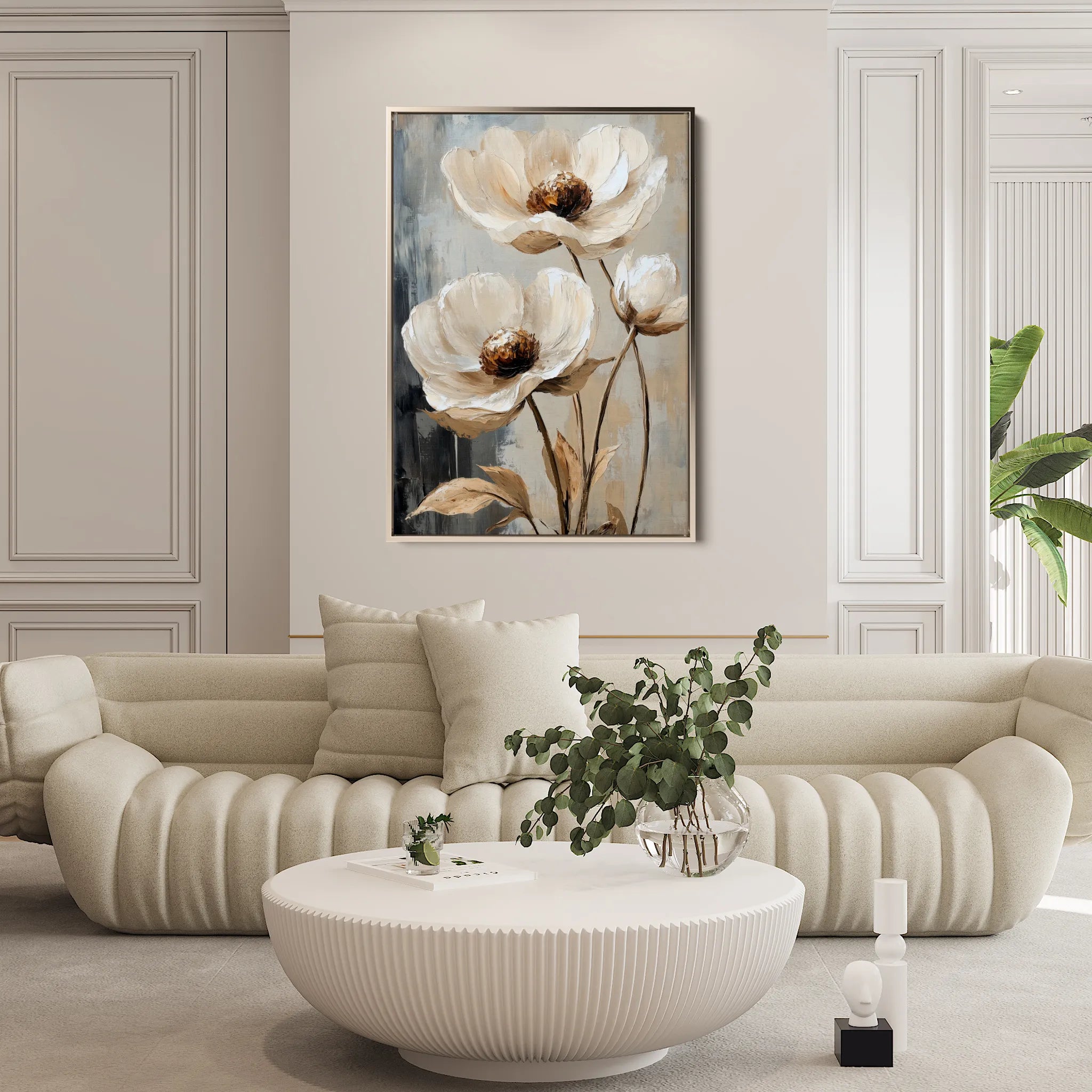 Floral 1412 Canvas Art 18" x 24" / 45 x 60 cm / Black