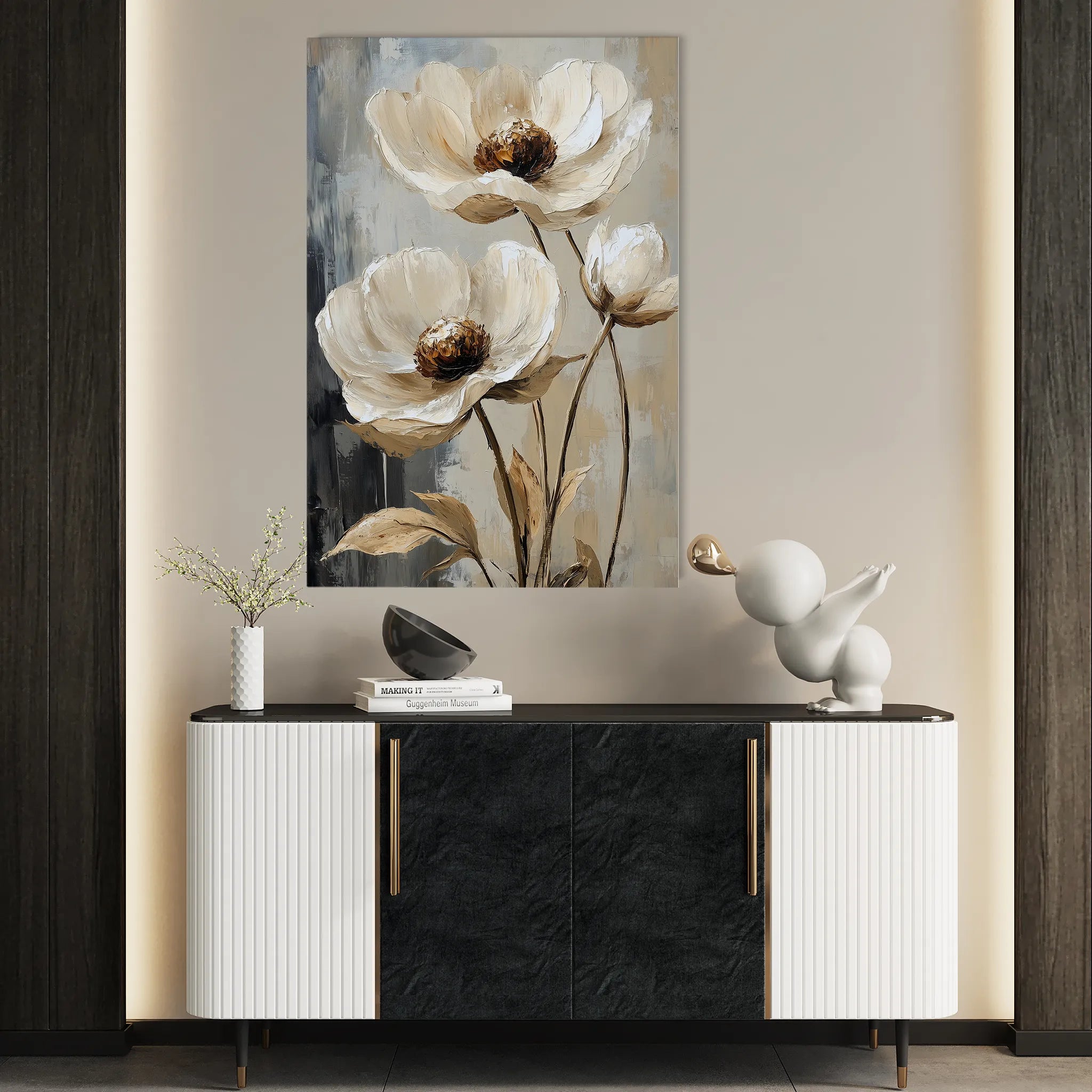 Floral 1412 Canvas Art 18" x 24" / 45 x 60 cm / Black