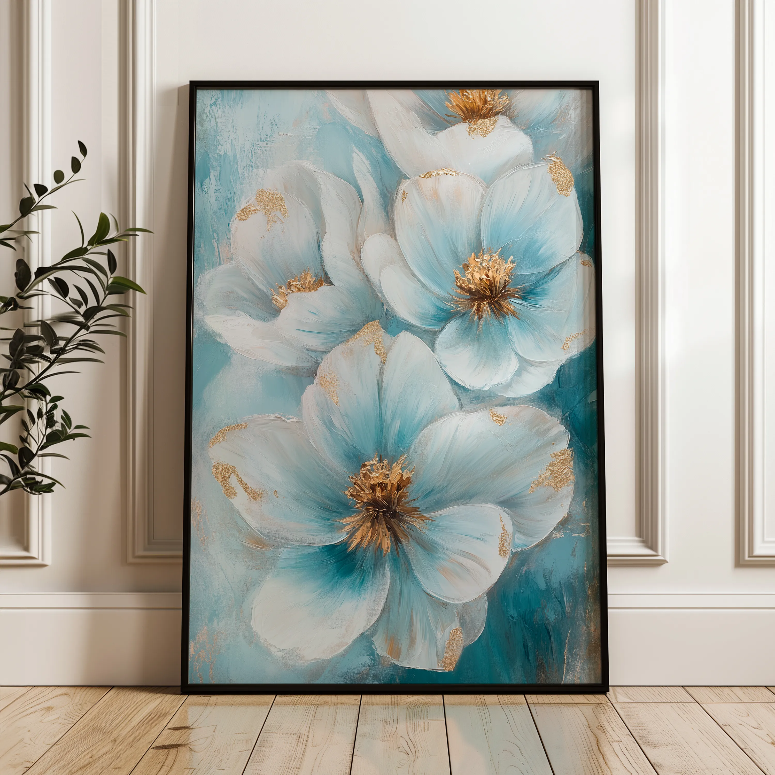 Floral 1413 Canvas Art 18" x 24" / 45 x 60 cm / Black