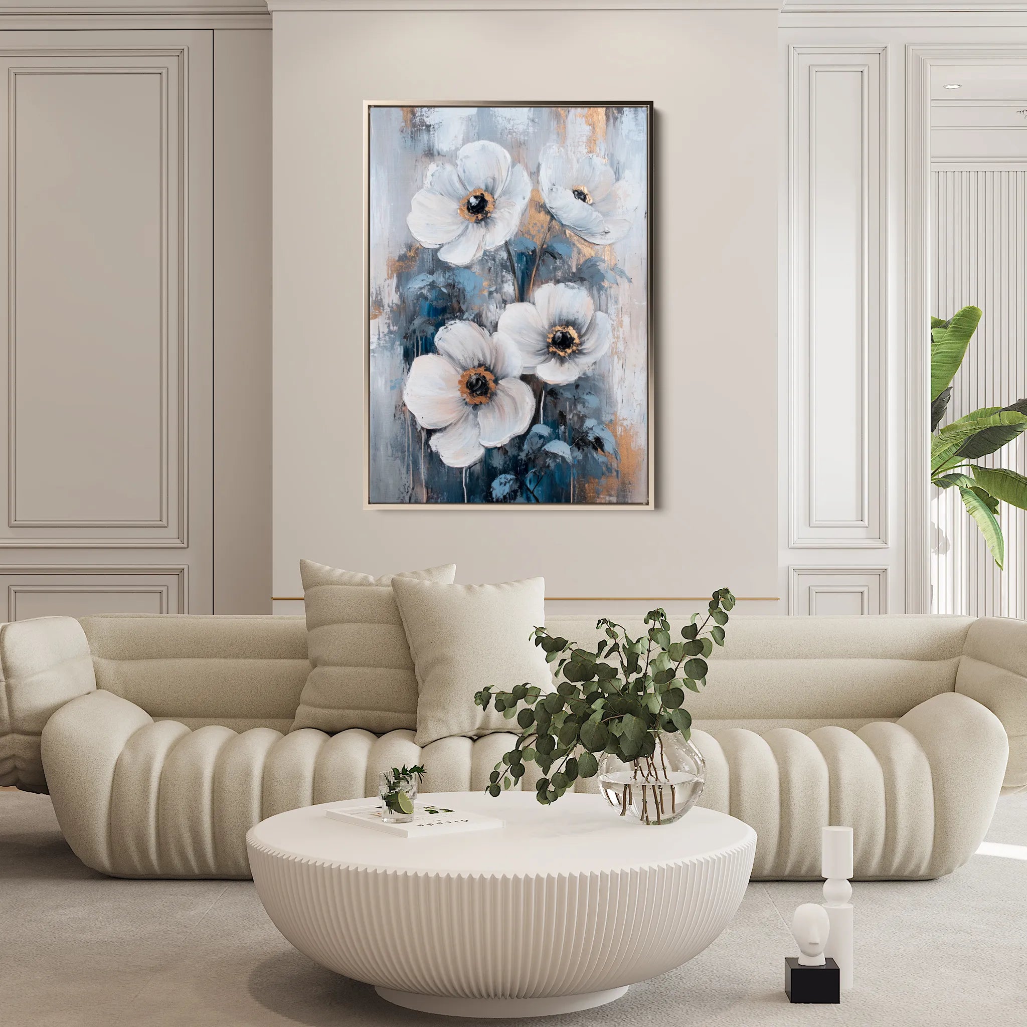 Floral 1414 Canvas Art 18" x 24" / 45 x 60 cm / Black