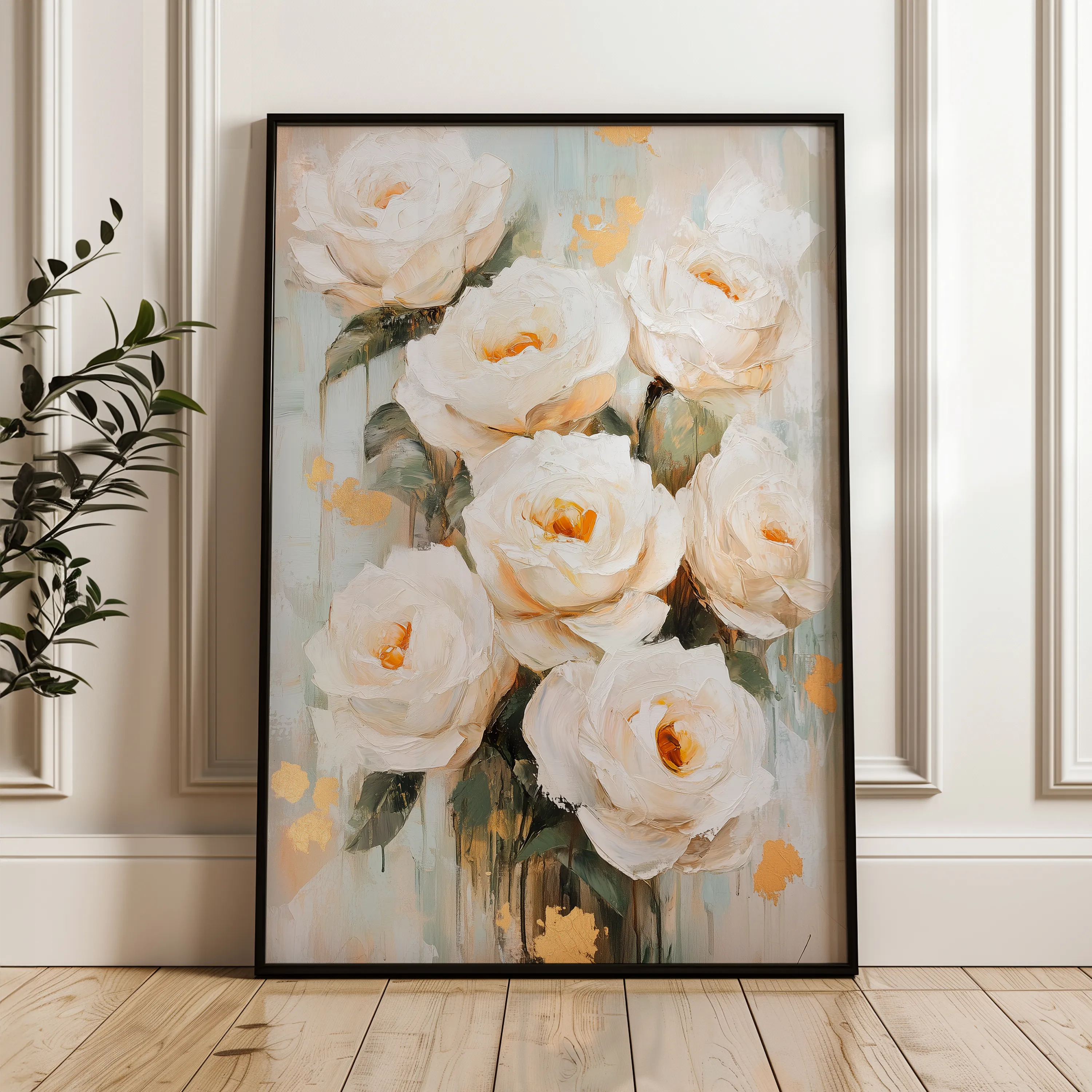 Floral 1415 Canvas Art 18" x 24" / 45 x 60 cm / Black