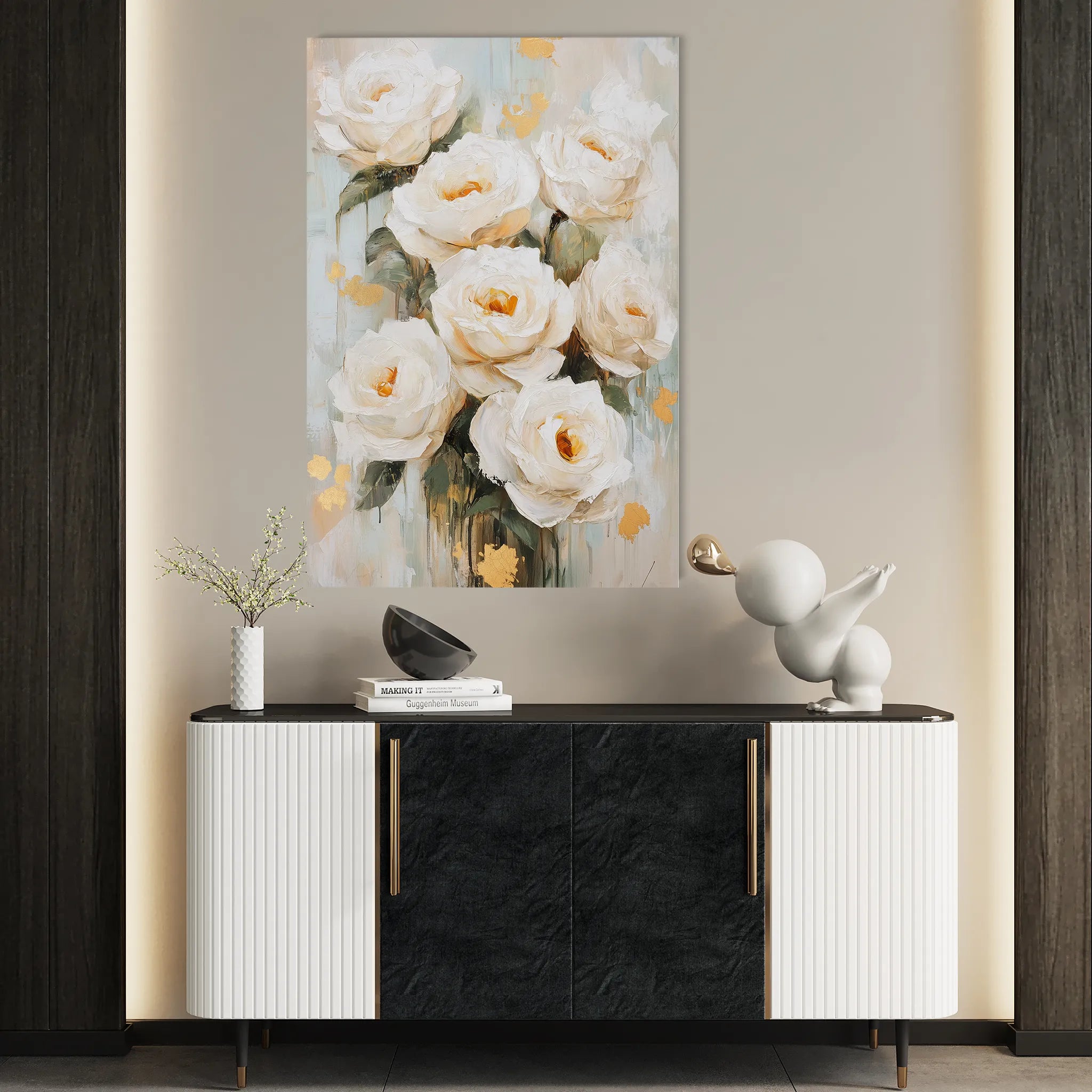 Floral 1415 Canvas Art 18" x 24" / 45 x 60 cm / Black